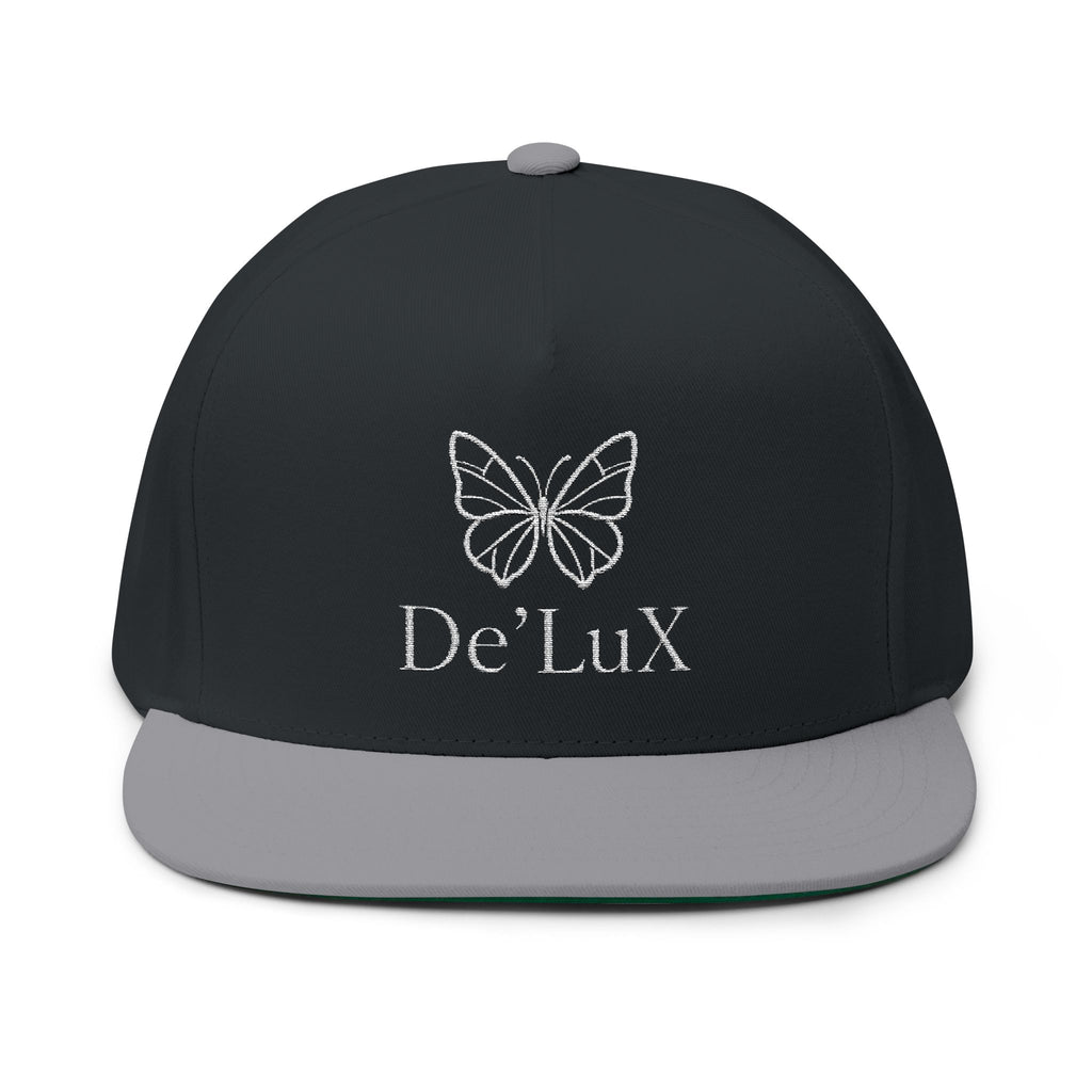 DeLuX Women Embroidered Butterfly Rhinestone Flat Bill Cap — Luxe 'Bee Lux' Snapback