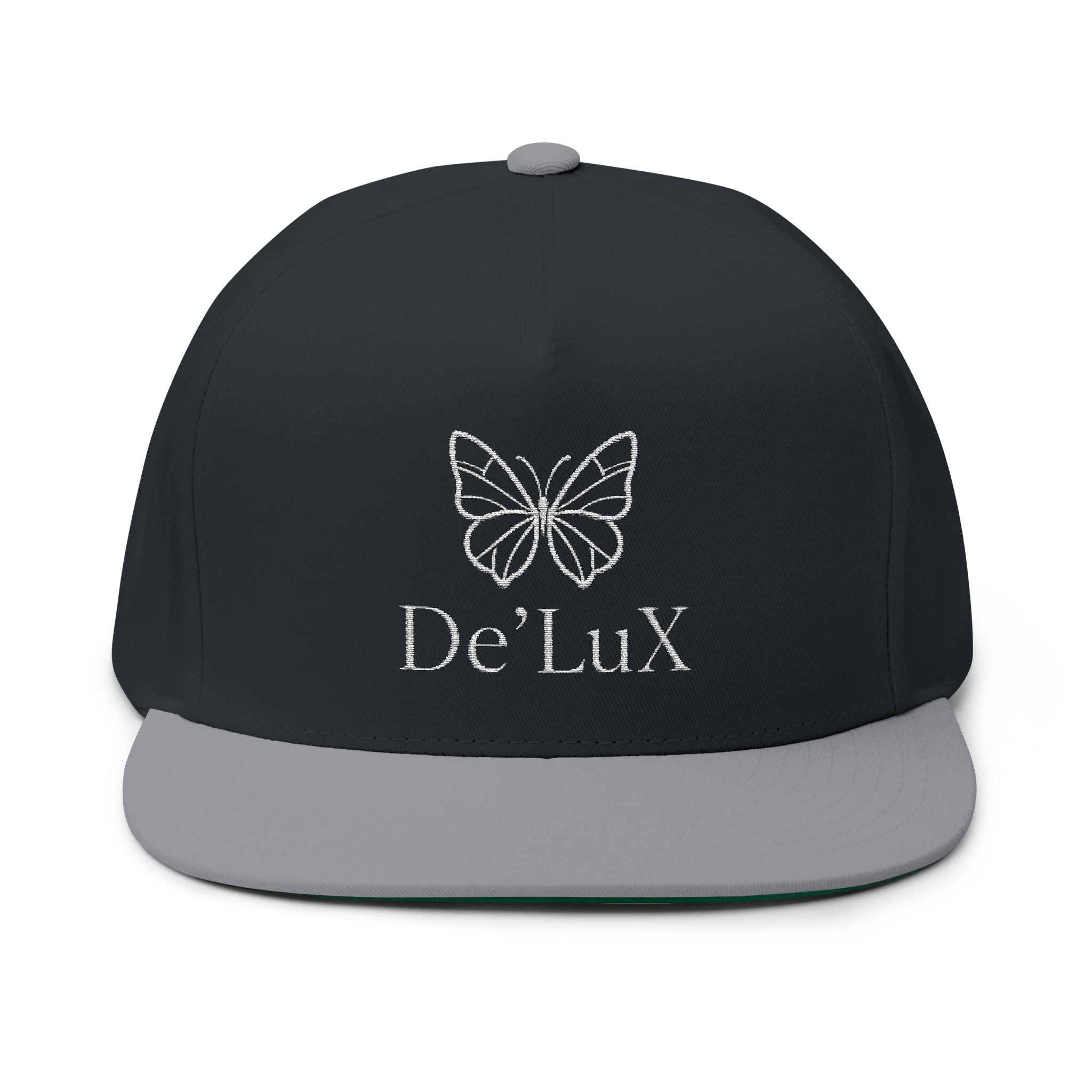DeLuX Women Embroidered Butterfly Rhinestone Flat Bill Cap — Luxe 'Bee Lux' Snapback