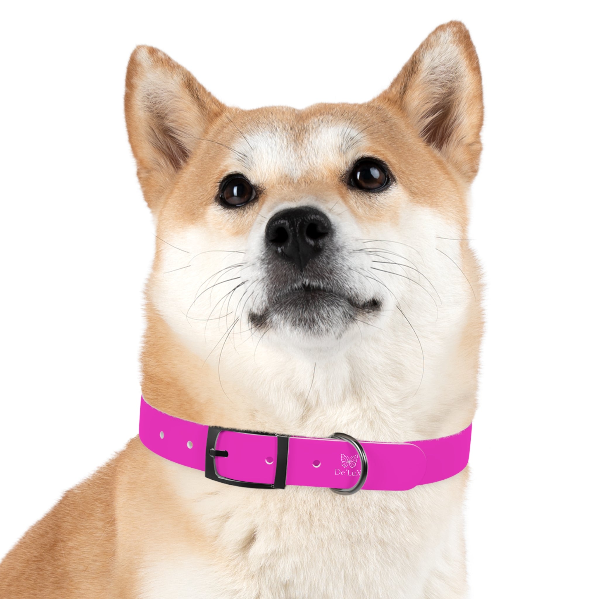 Bright Pink Dog Collar — De'Lux Butterfly Adjustable Pet Collar