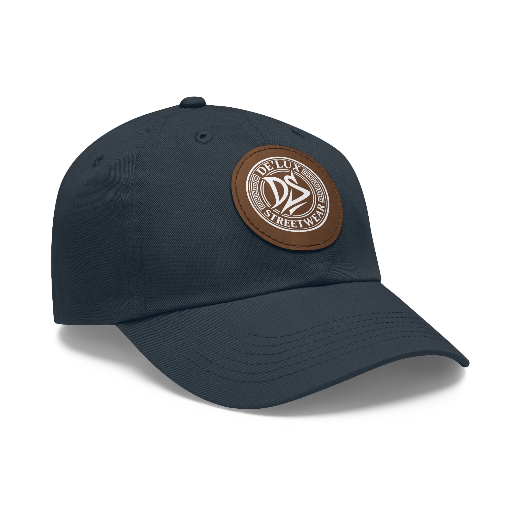 Deluxe Streetwear Leather Patch Dad Hat — Round Logo Cap