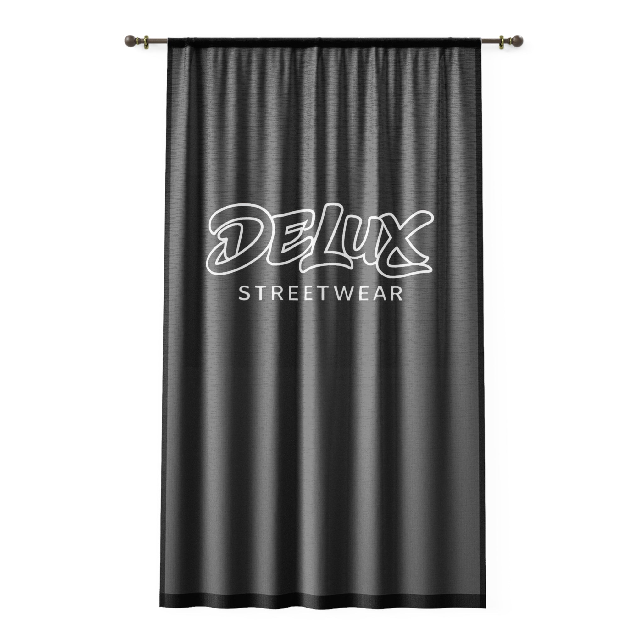 Delux Streetwear Window Curtain — Black Logo Drapery
