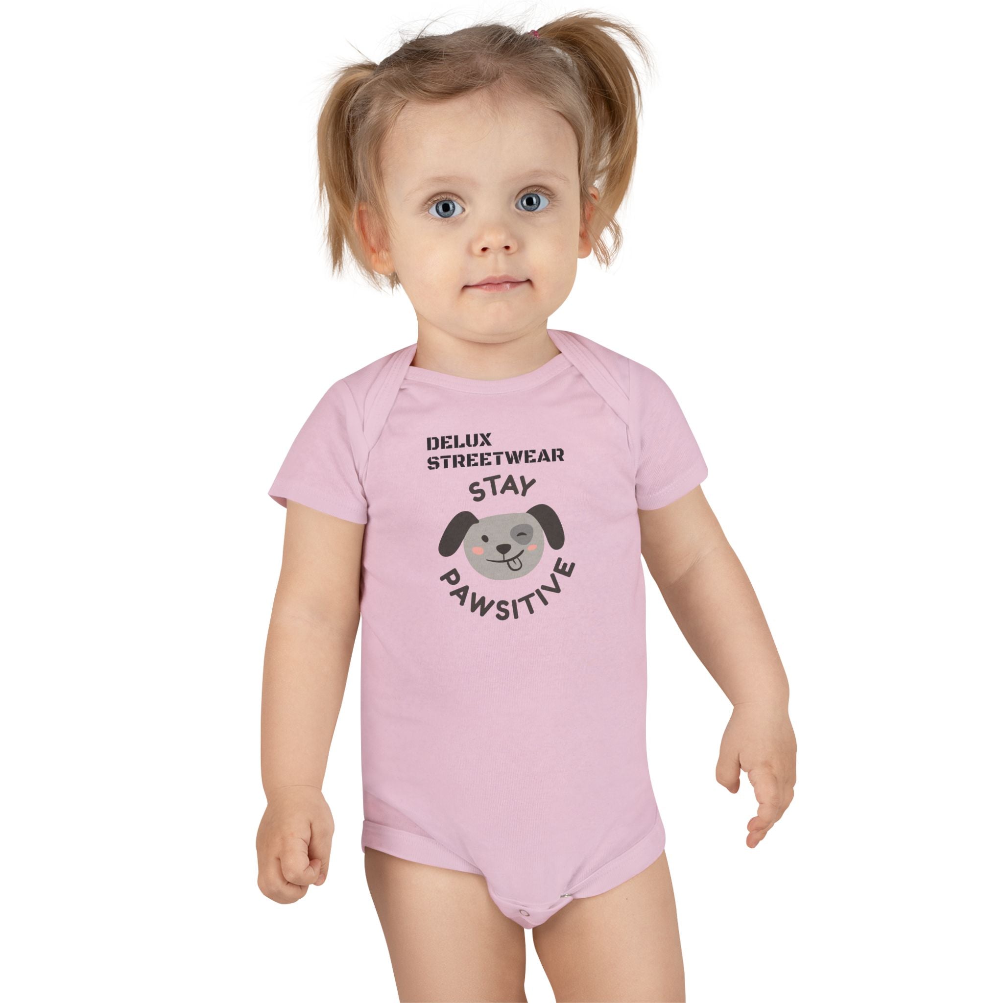 Baby Onesie - "Stay Pawsitive" Cute Dog Graphic Infant Bodysuit