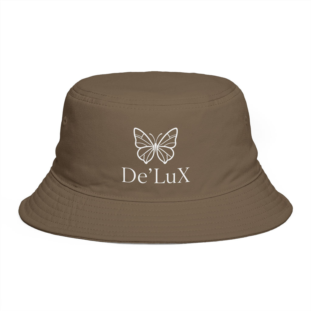 Women De’LuX Butterfly Bucket Hat — Embroidered Brown Fashion Hat