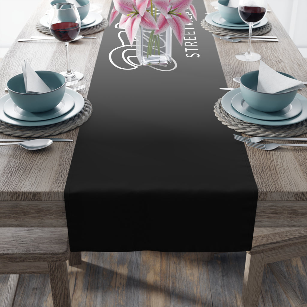Delux Streetwear Black Logo Table Runner — Modern Minimalist Dining Decor