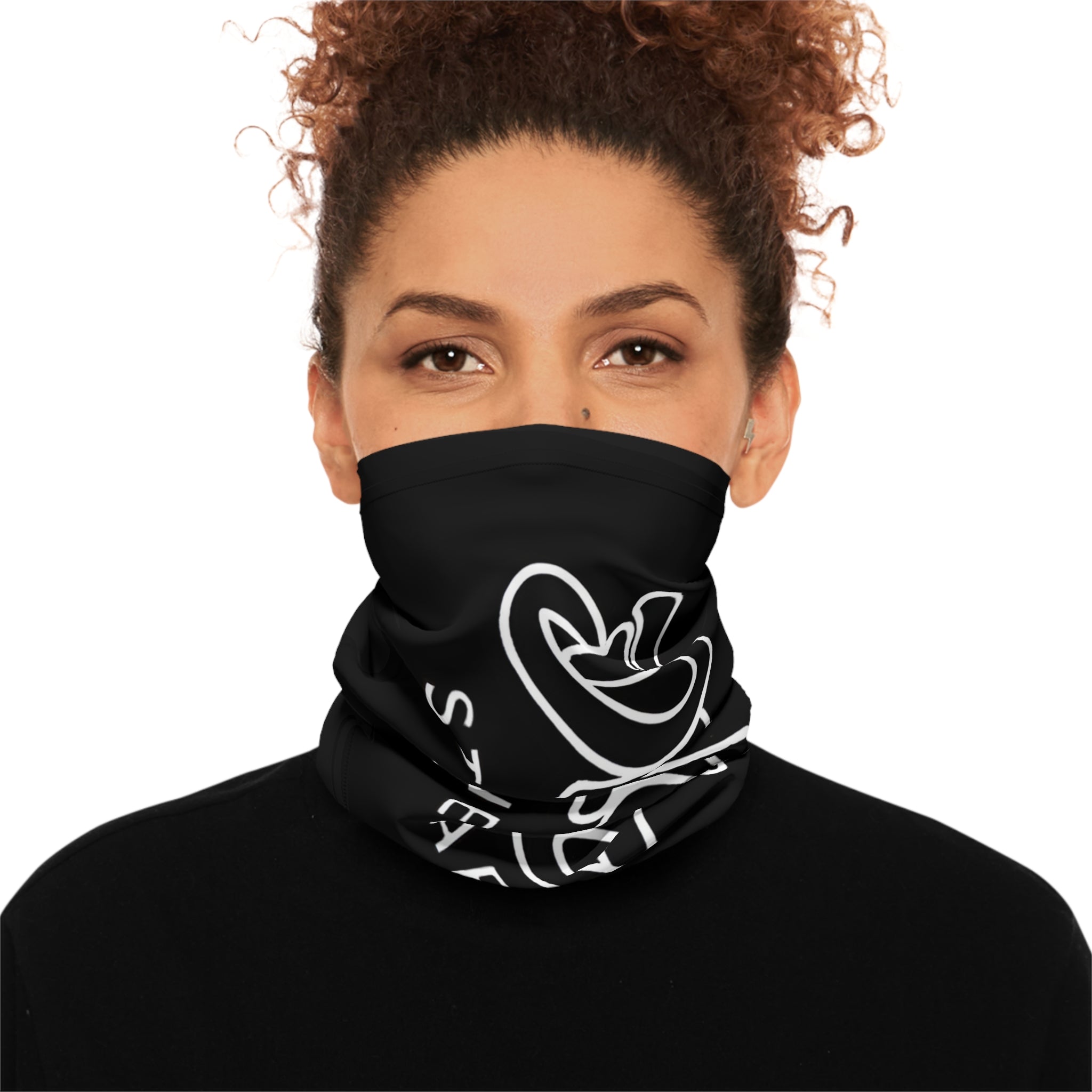 Delux Streetwear Lightweight Neck Gaiter – Black Logo Face Mask Scarf