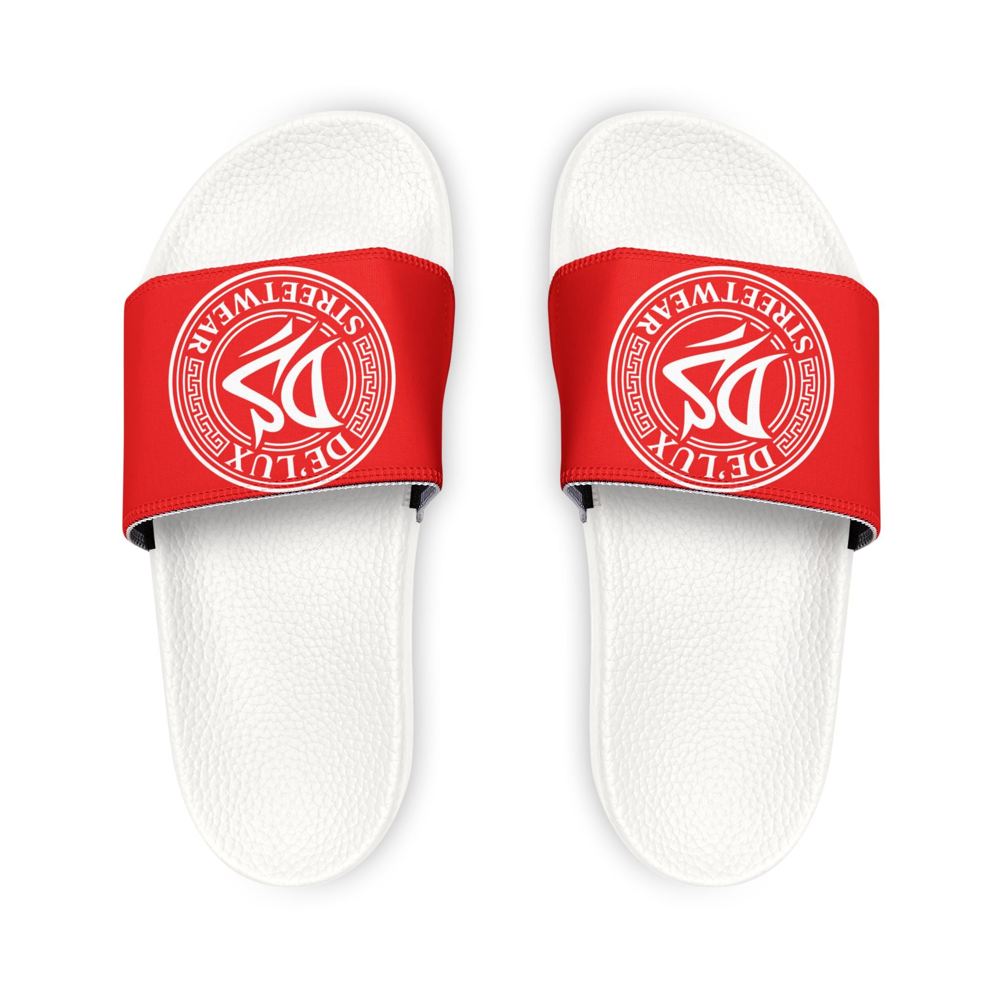 Men's Slide Sandals — Red Deluxe Streetwear Logo Slides