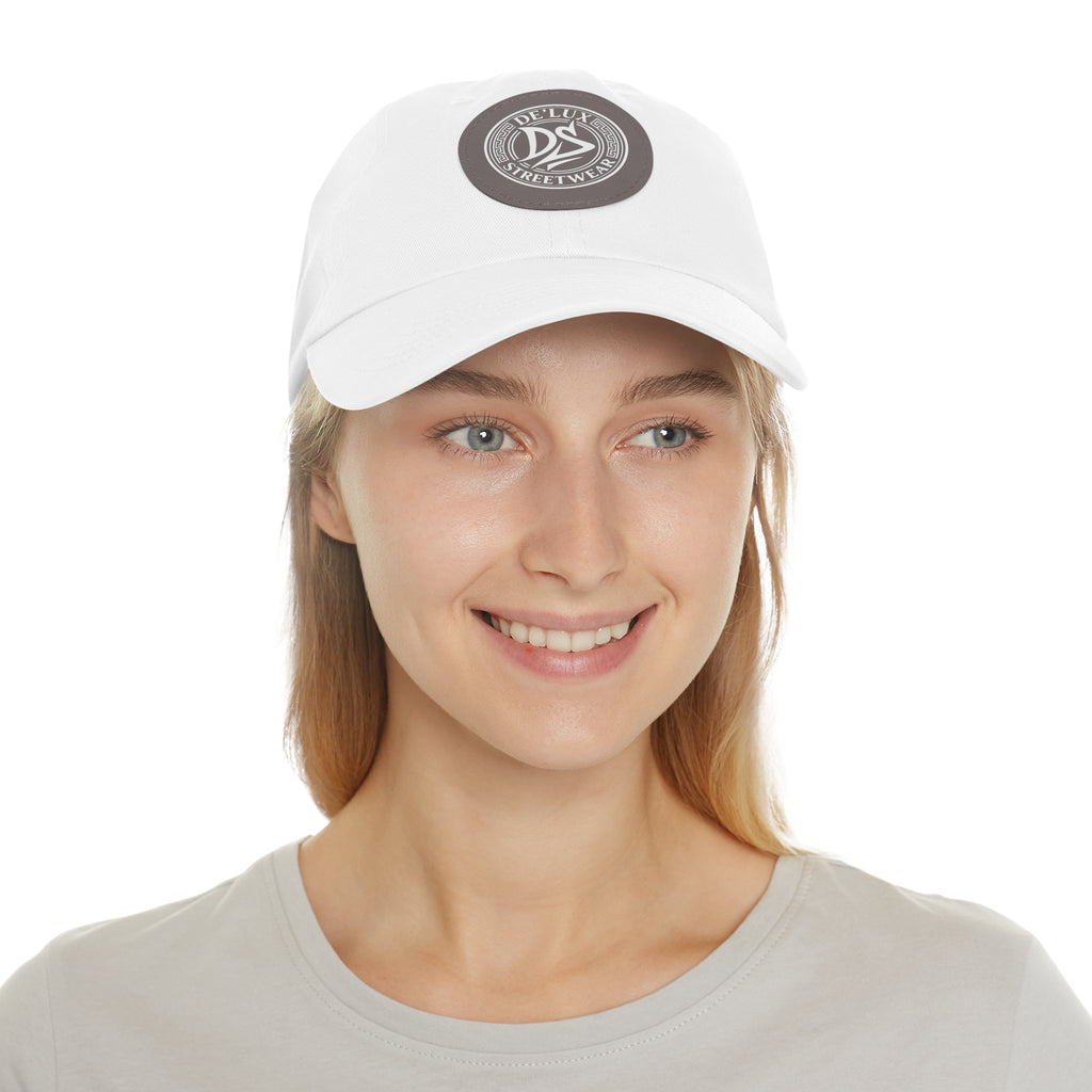 Deluxe Streetwear Leather Patch Dad Hat — Round Logo Cap