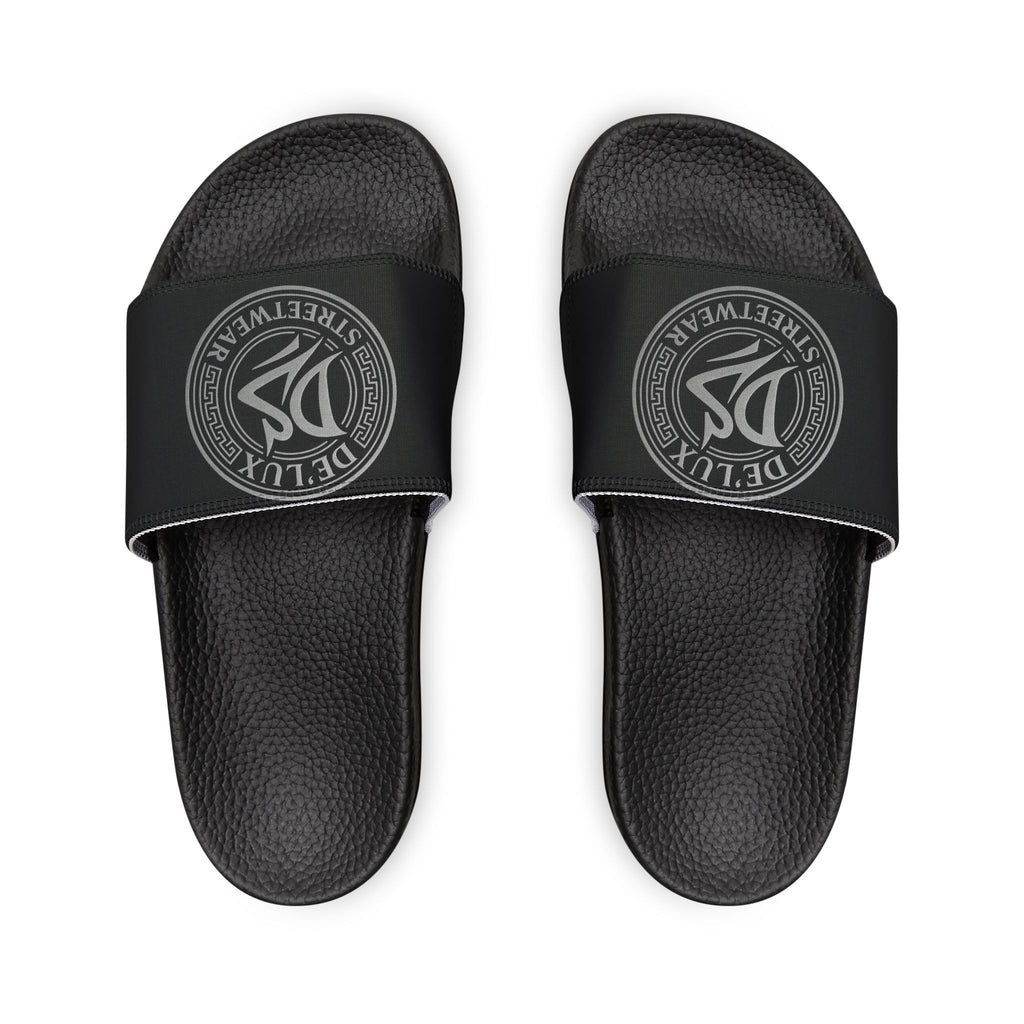 Men's Removable-Strap Slide Sandals — Black Logo Comfort Slides