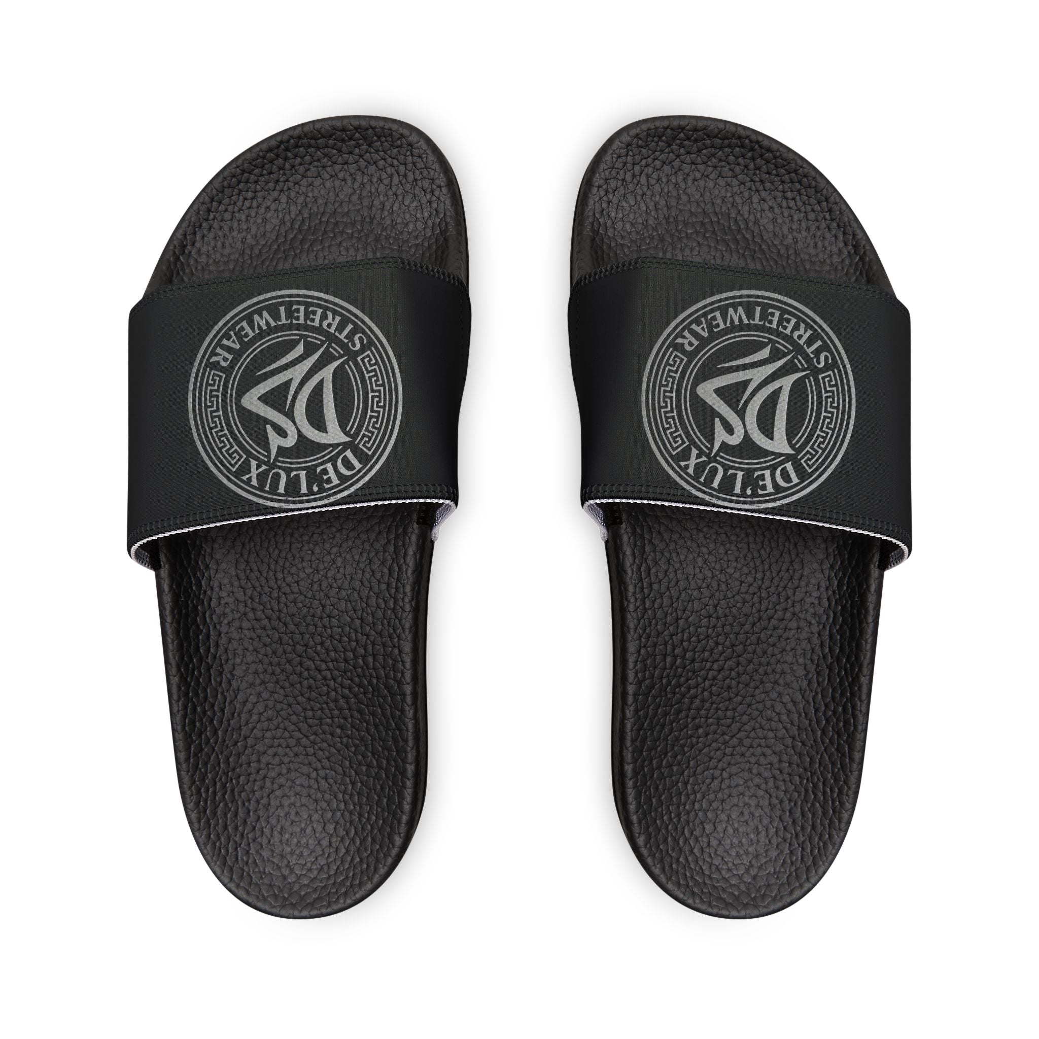 Men's Removable-Strap Slide Sandals — Black Logo Comfort Slides