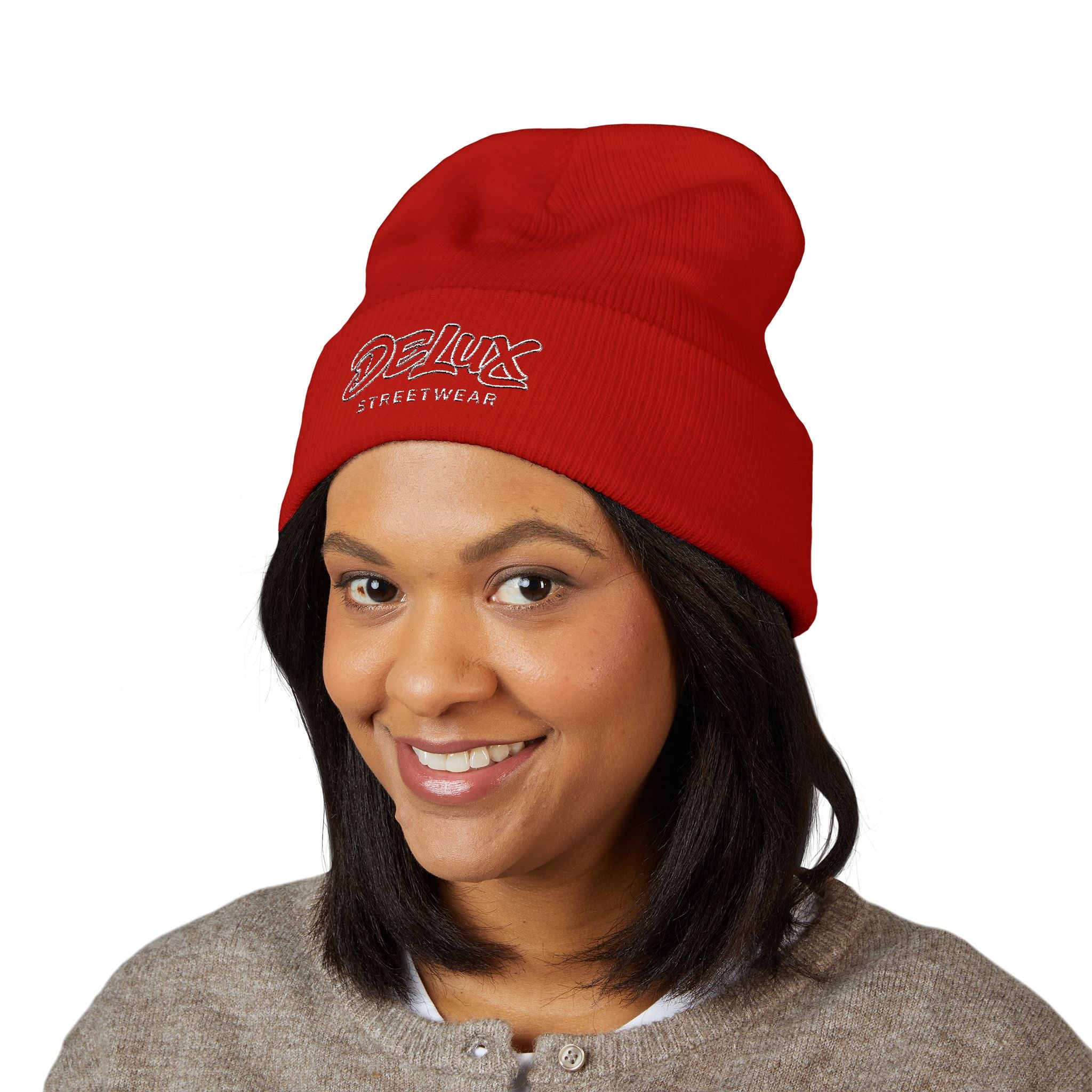 Delux Streetwear Embroidered Cuffed Beanie — Bold Knit Hat