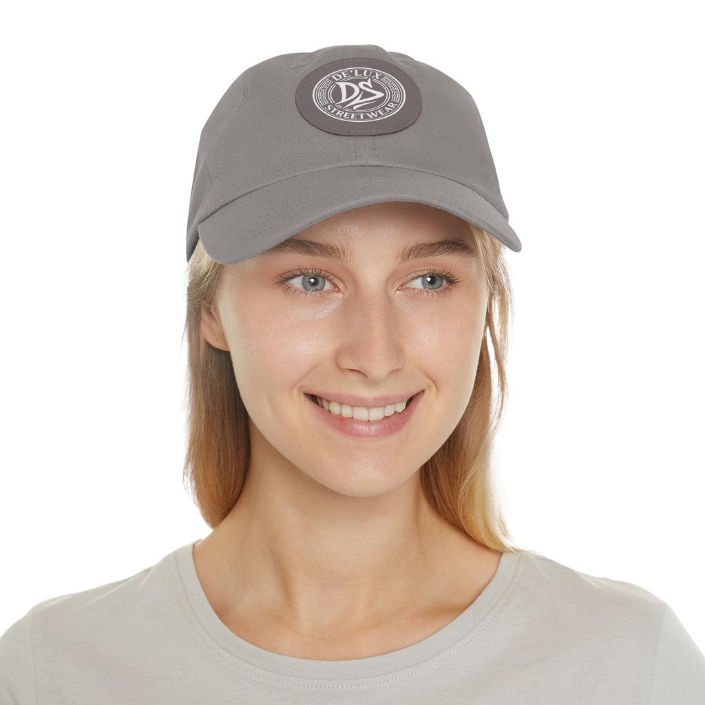 Deluxe Streetwear Leather Patch Dad Hat — Round Logo Cap