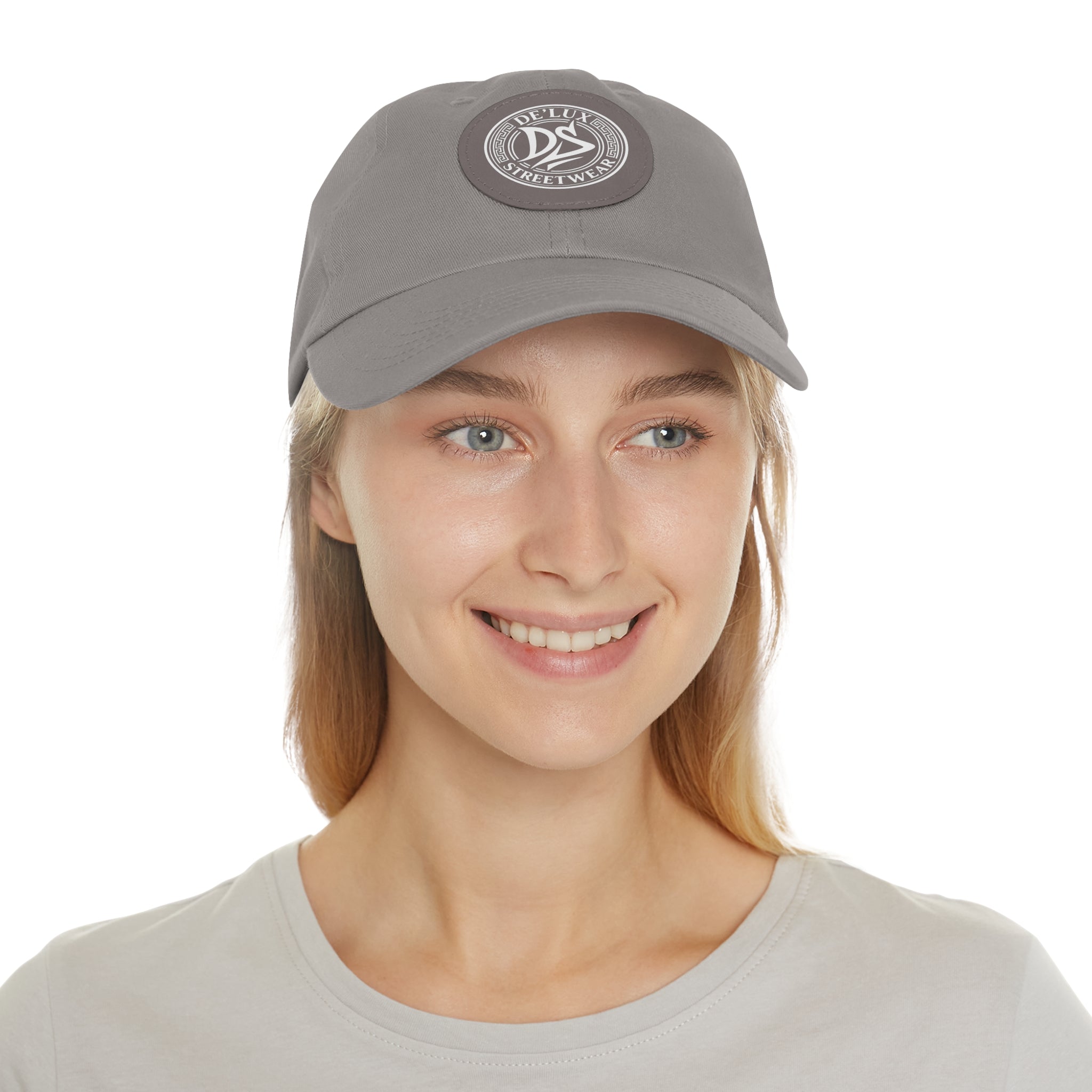 Deluxe Streetwear Leather Patch Dad Hat — Round Logo Cap