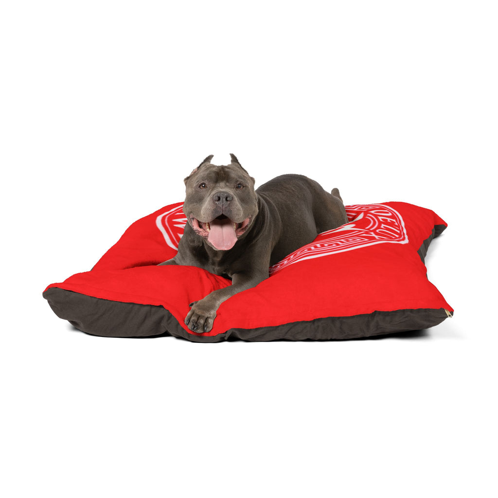 Red De'Lux Streetwear Pet Bed — Plush Logo Cushion for Dogs & Cats