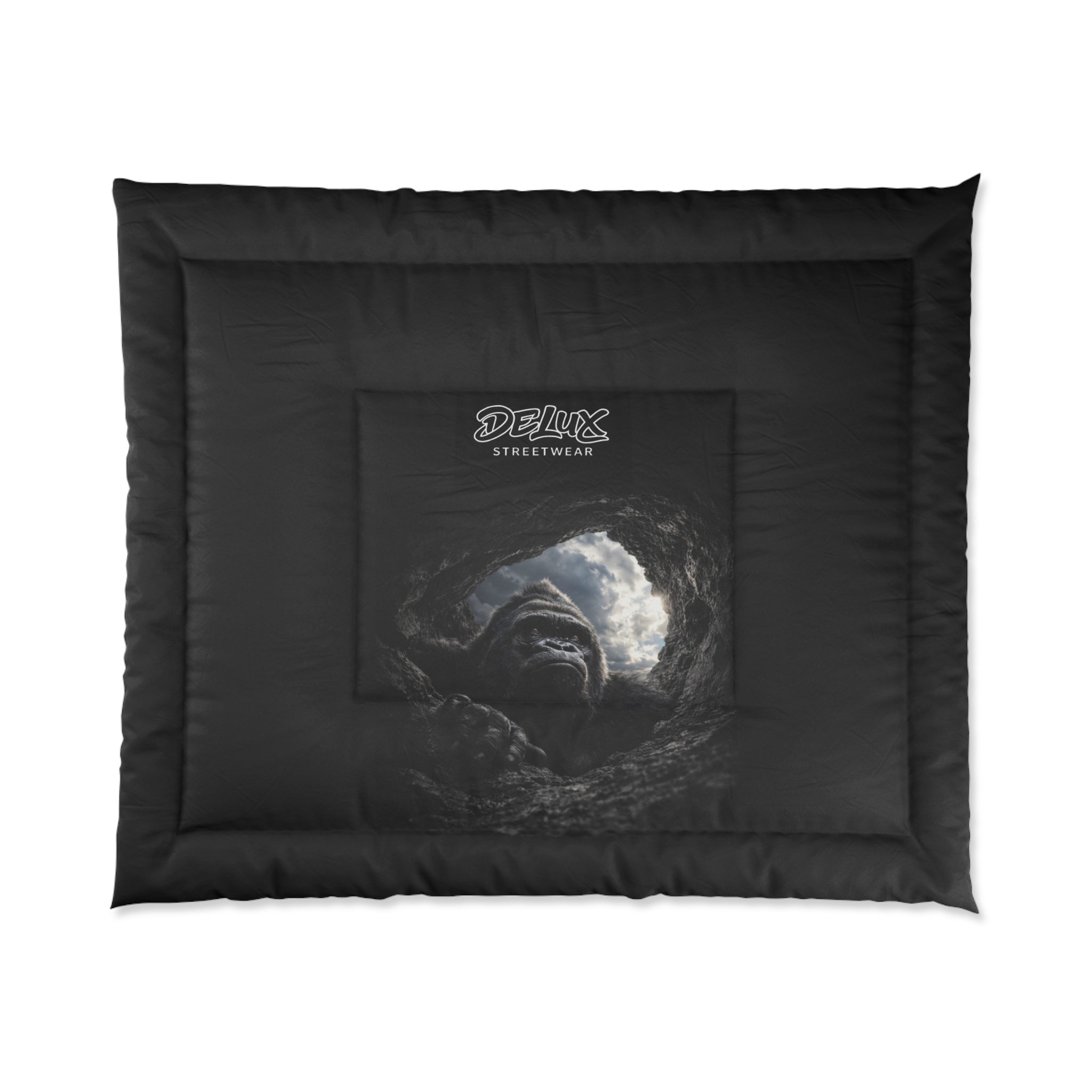 Kong Cave Black Comforter — Delux Streetwear Graphic Bedding