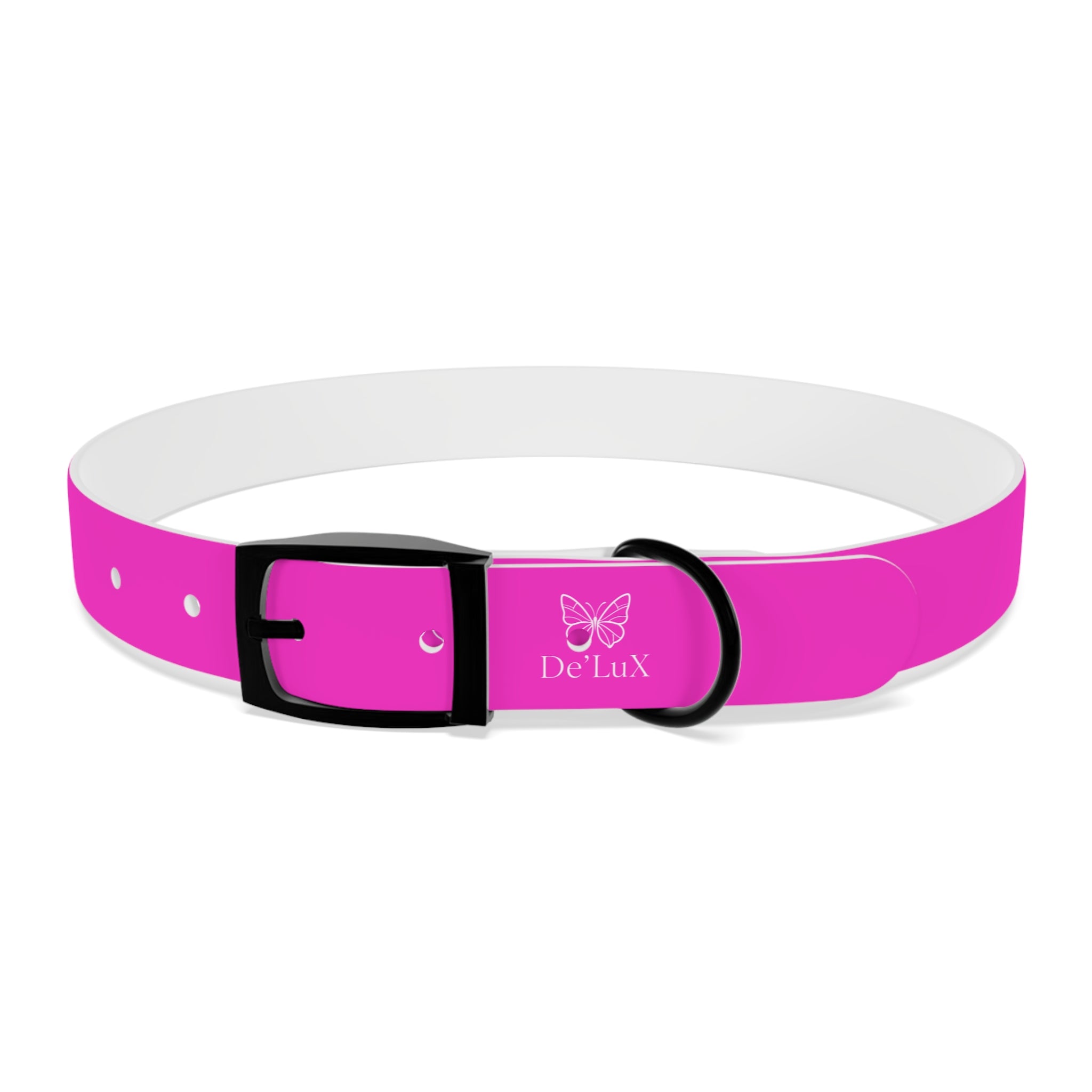 Bright Pink Dog Collar — De'Lux Butterfly Adjustable Pet Collar