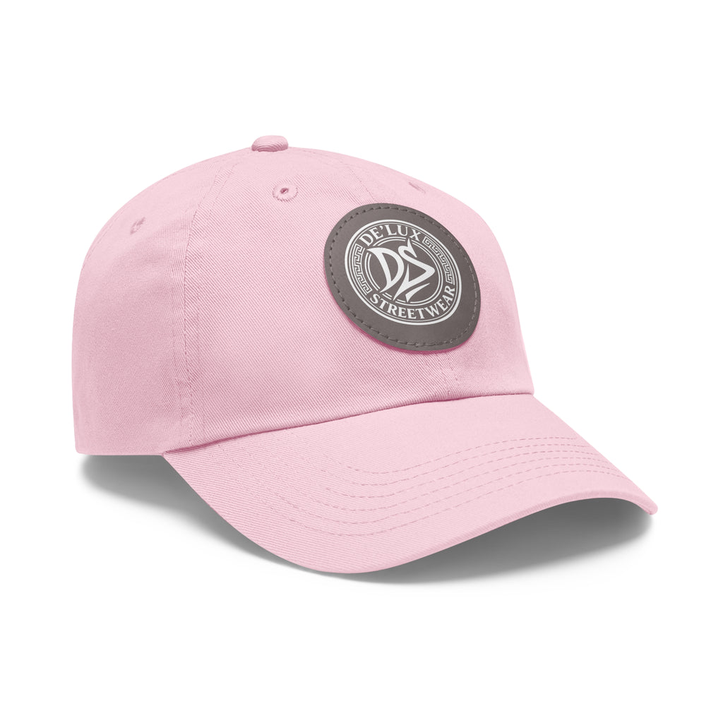 Deluxe Streetwear Leather Patch Dad Hat — Round Logo Cap