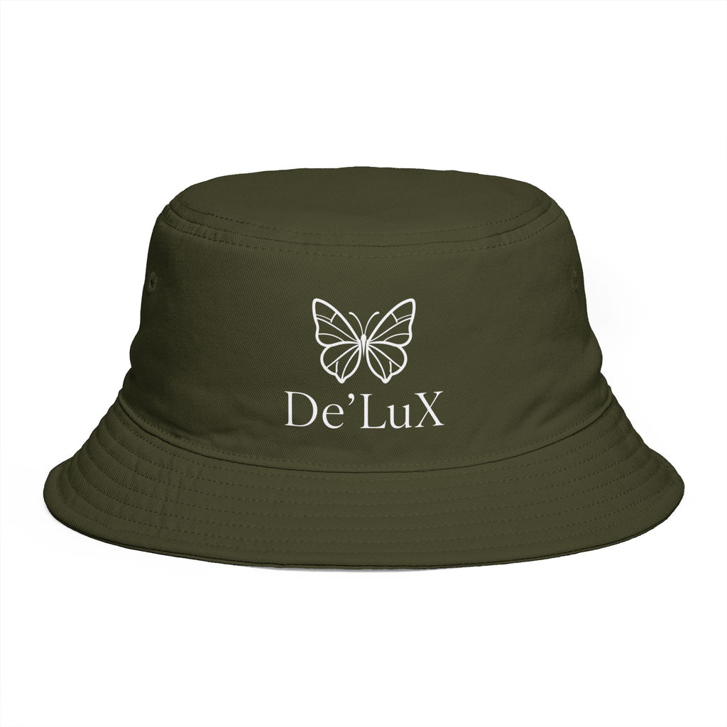 Women De’LuX Butterfly Bucket Hat — Embroidered Brown Fashion Hat