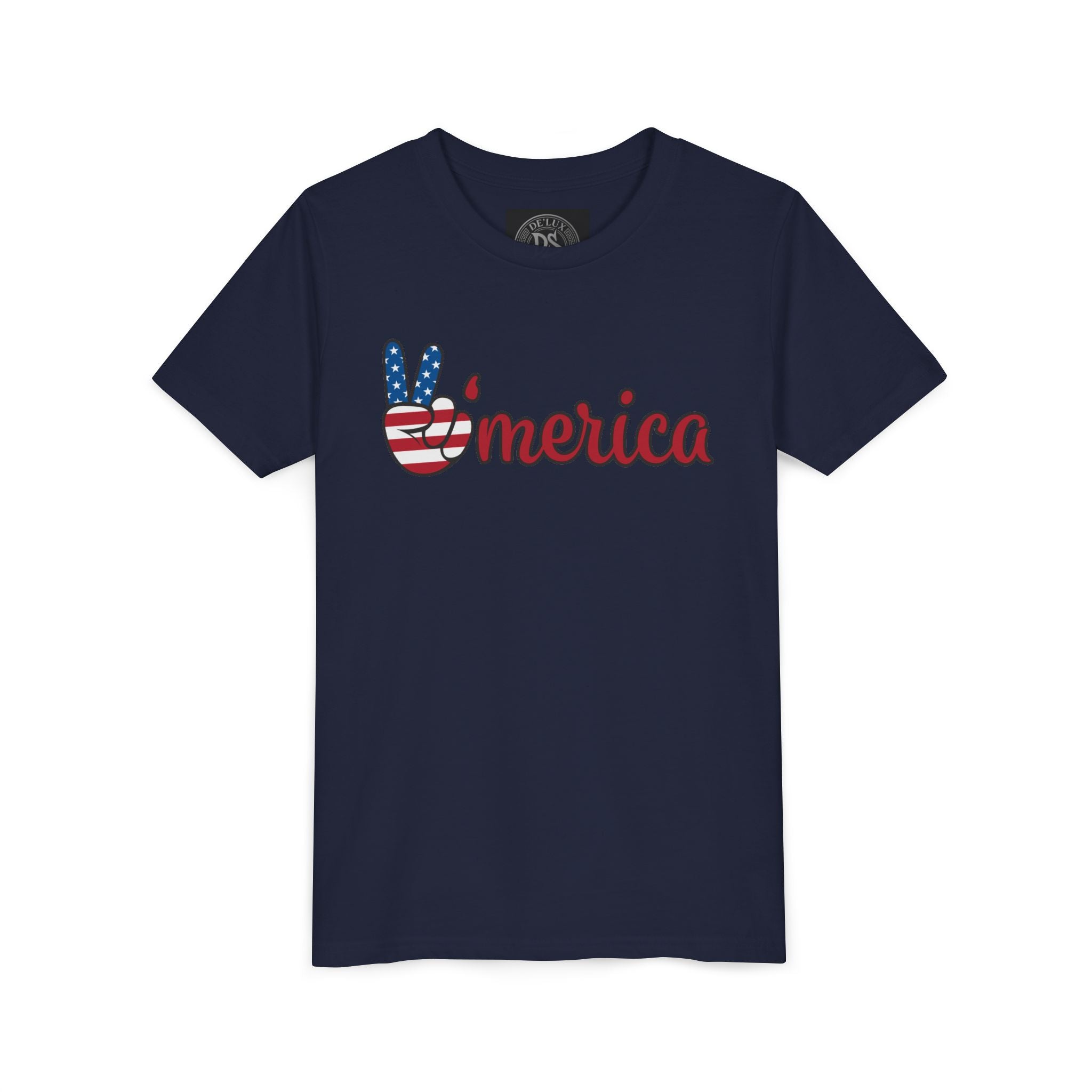 'Merica Peace Sign Youth Tee - Patriotic Fourth of July Kids Shirt