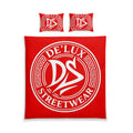 De'Lux Streetwear Red Cotton Bed Set — DS Logo Duvet Cover & Pillowcases