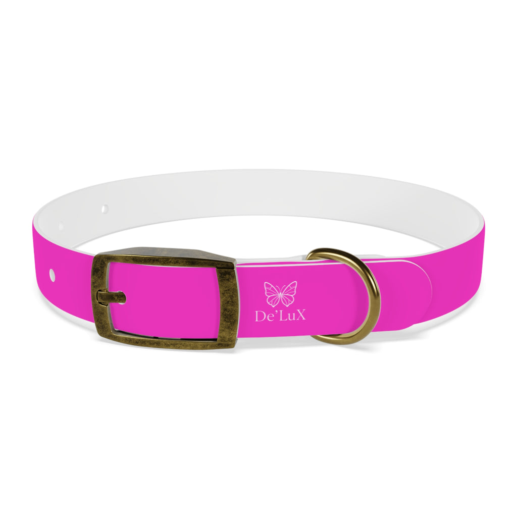Bright Pink Dog Collar — De'Lux Butterfly Adjustable Pet Collar