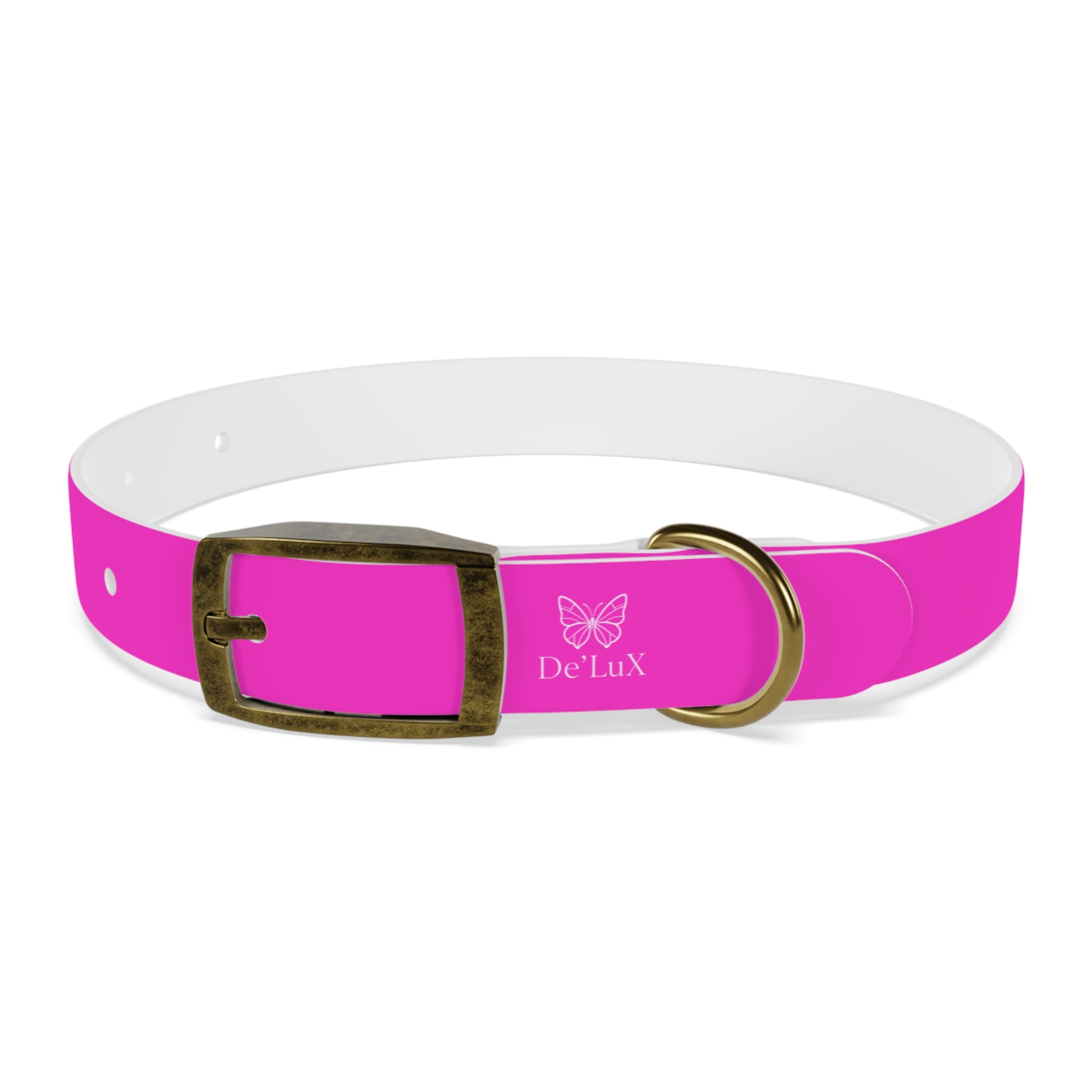 Bright Pink Dog Collar — De'Lux Butterfly Adjustable Pet Collar