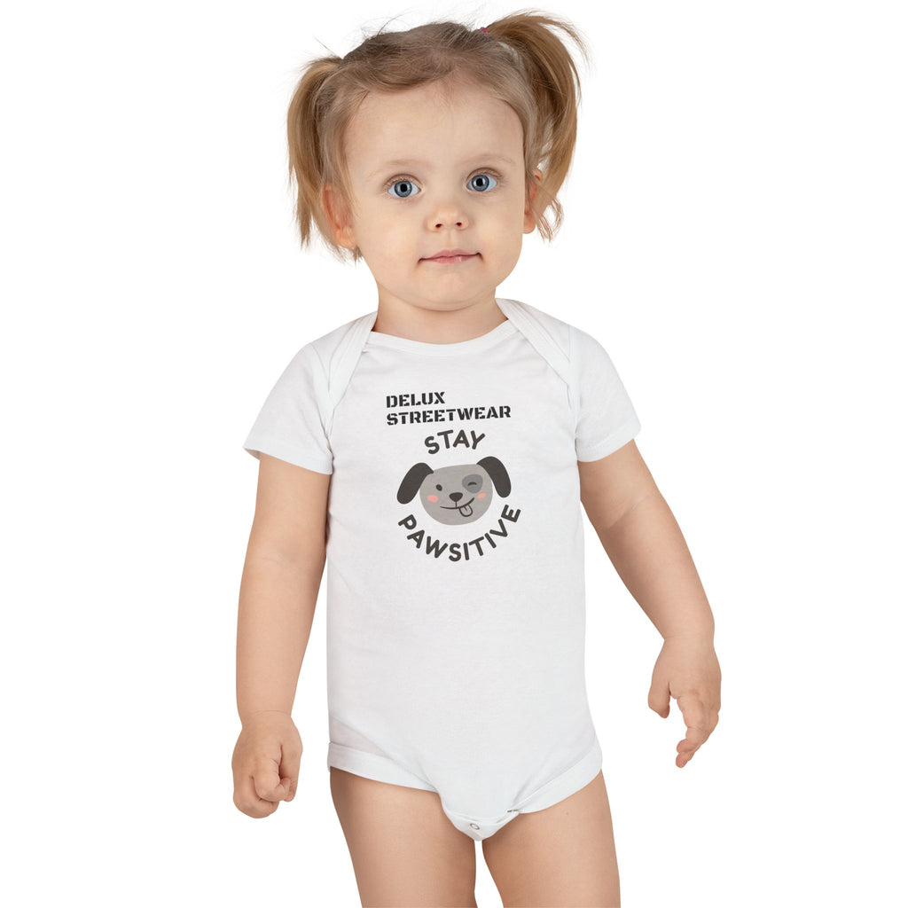 Baby Onesie - "Stay Pawsitive" Cute Dog Graphic Infant Bodysuit