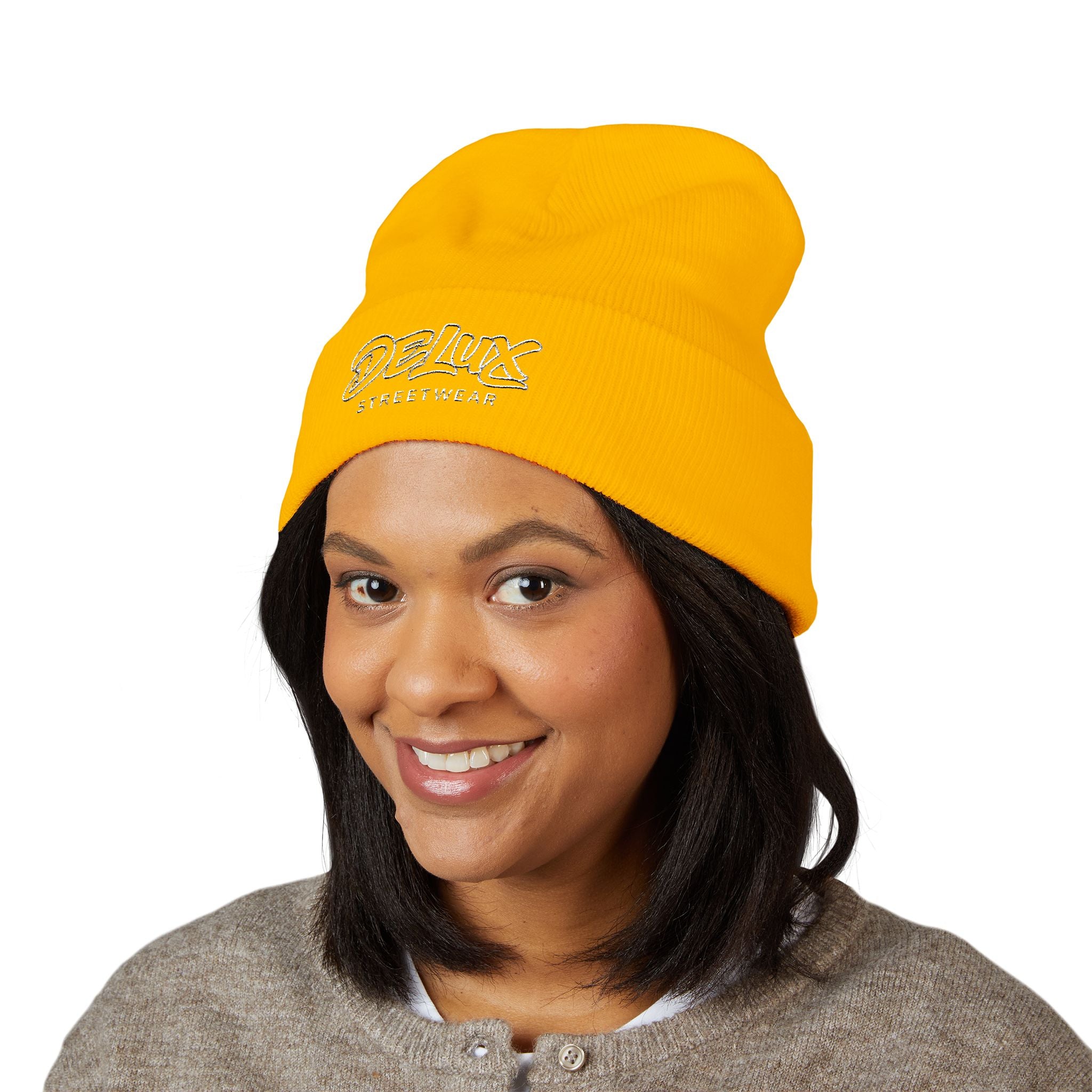 Delux Streetwear Embroidered Cuffed Beanie — Bold Knit Hat