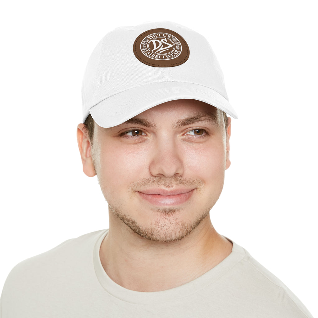 Deluxe Streetwear Leather Patch Dad Hat — Round Logo Cap