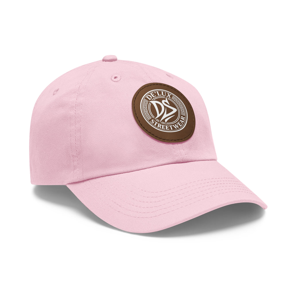 Deluxe Streetwear Leather Patch Dad Hat — Round Logo Cap