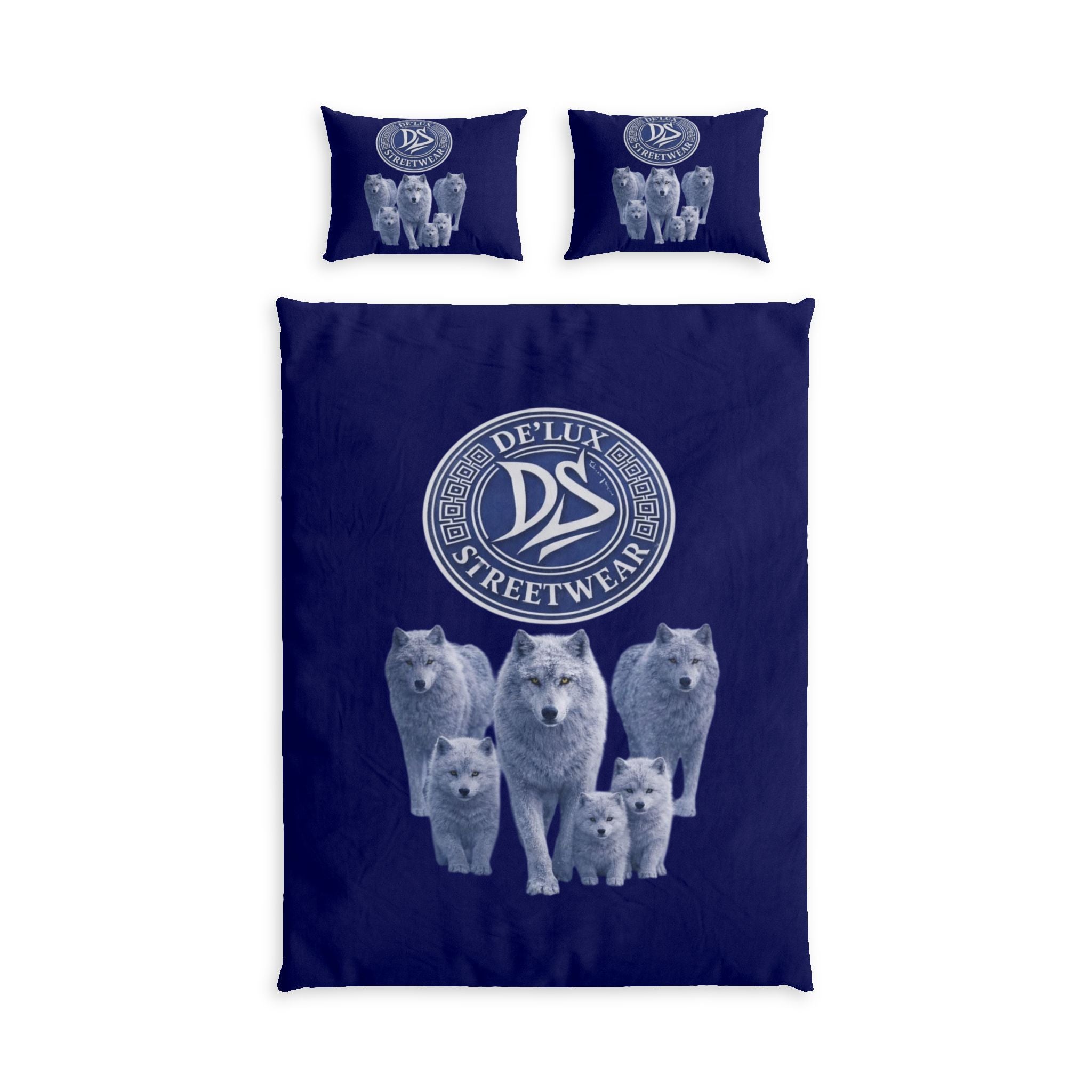 Wolf Pack Cotton Bed Set - 'Deluxe Streetwear' Logo Duvet Cover