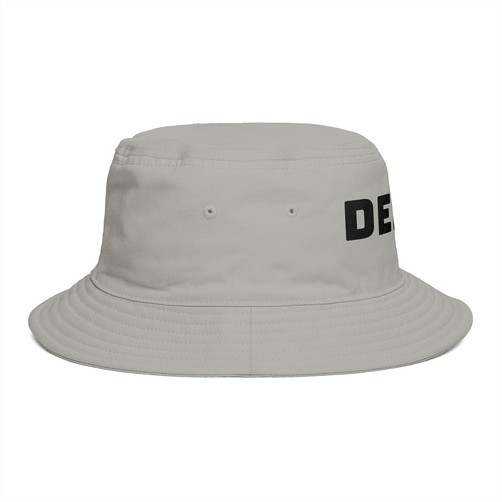 DELUX Brown Bucket Hat — Retro Logo Casual Sun Hat