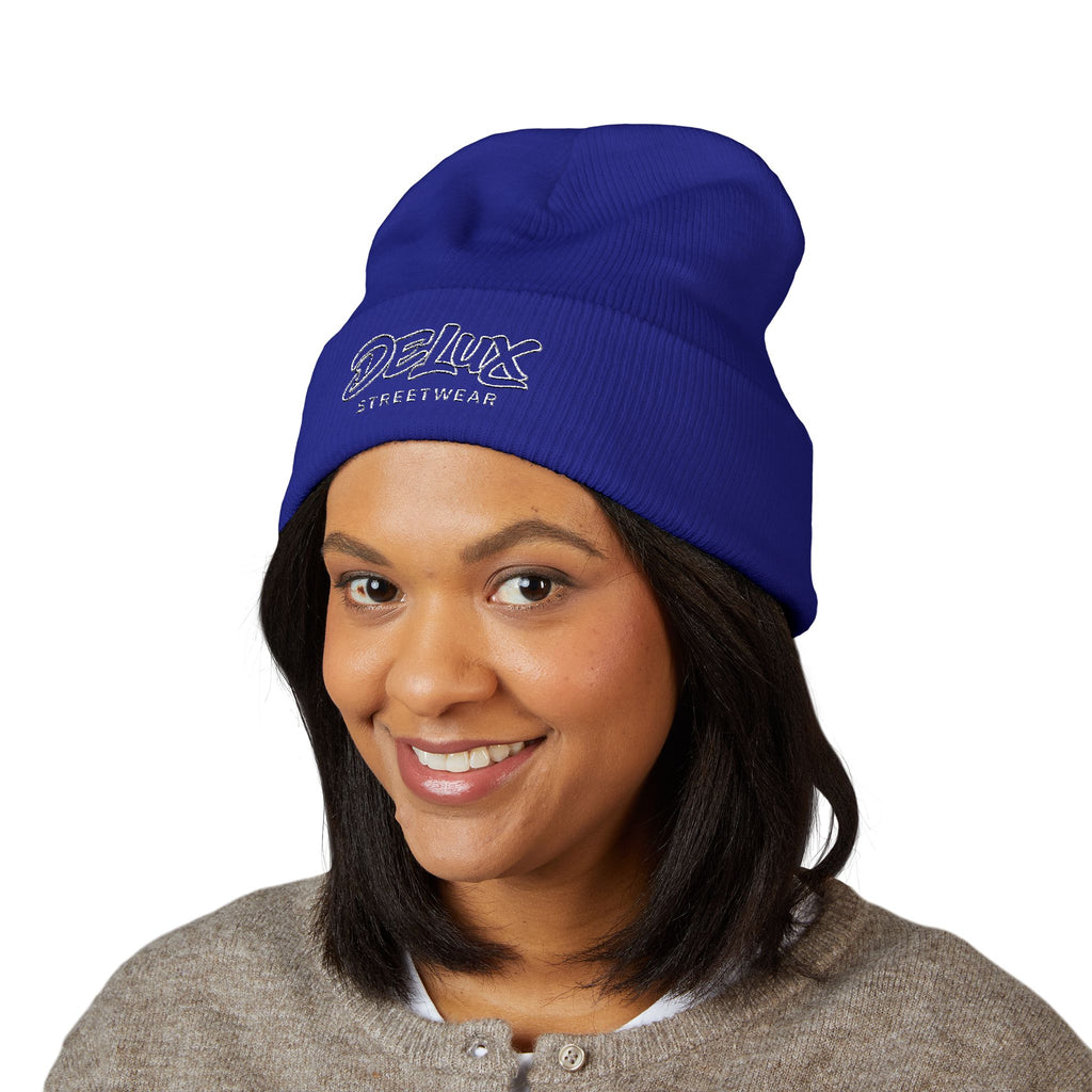 Delux Streetwear Embroidered Cuffed Beanie — Bold Knit Hat