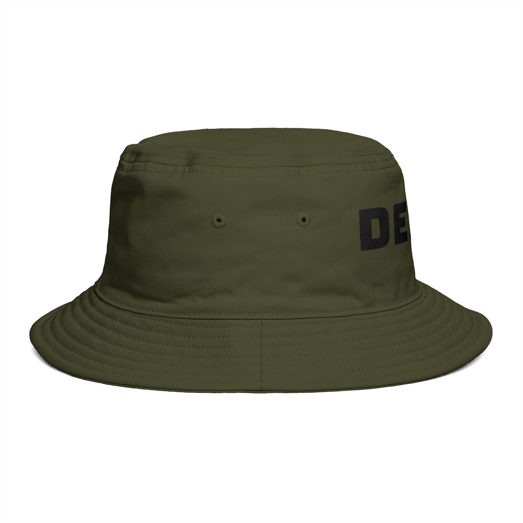 DELUX Brown Bucket Hat — Retro Logo Casual Sun Hat