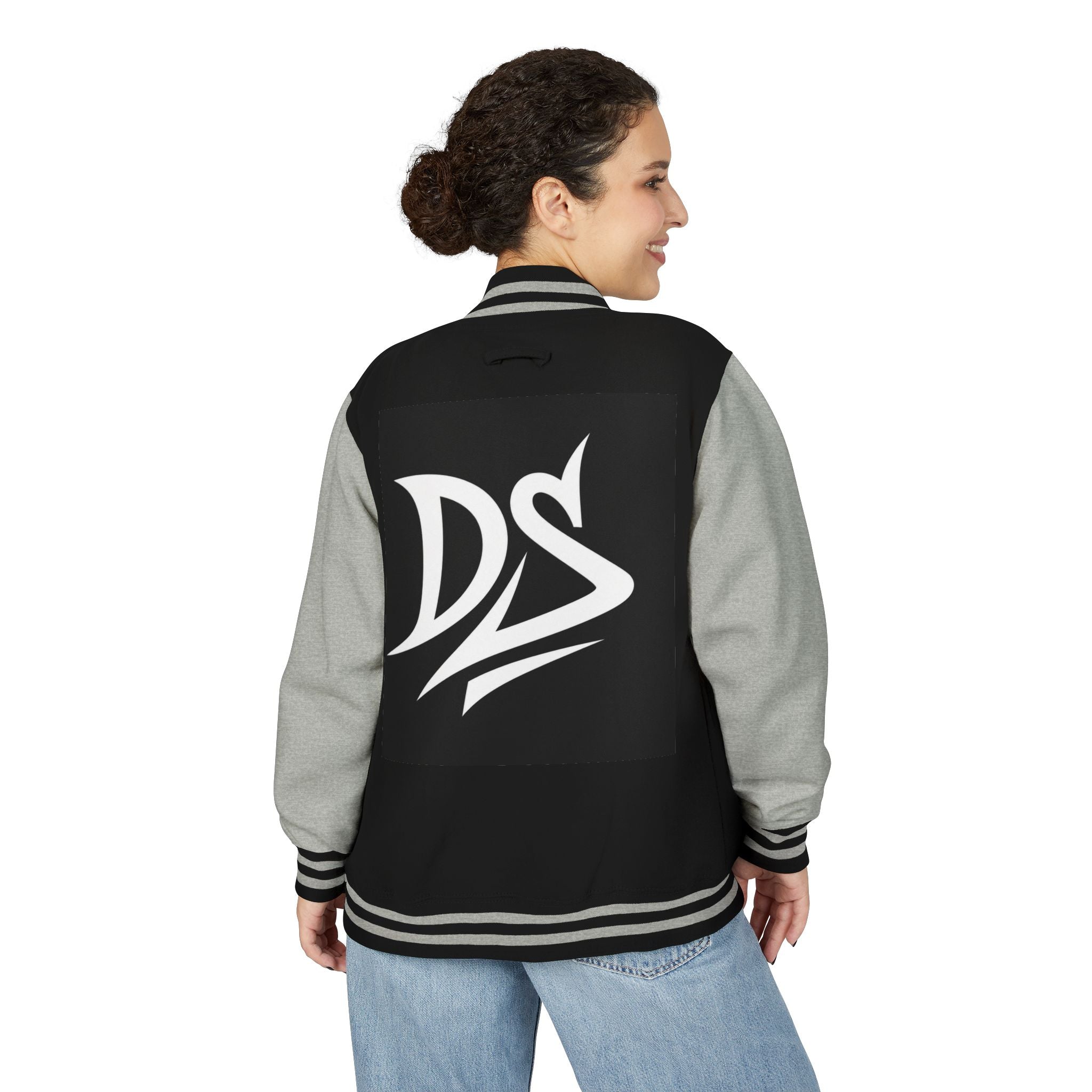 Letterman Jacket — Pink Varsity Jacket with 'DS' Logo
