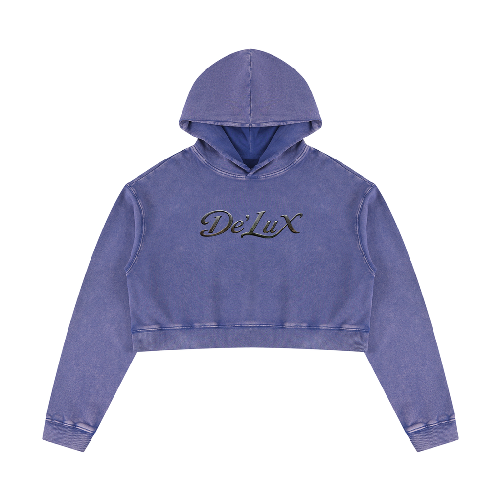 DeLuX Women’s Mineral Washed Crop Hoodie