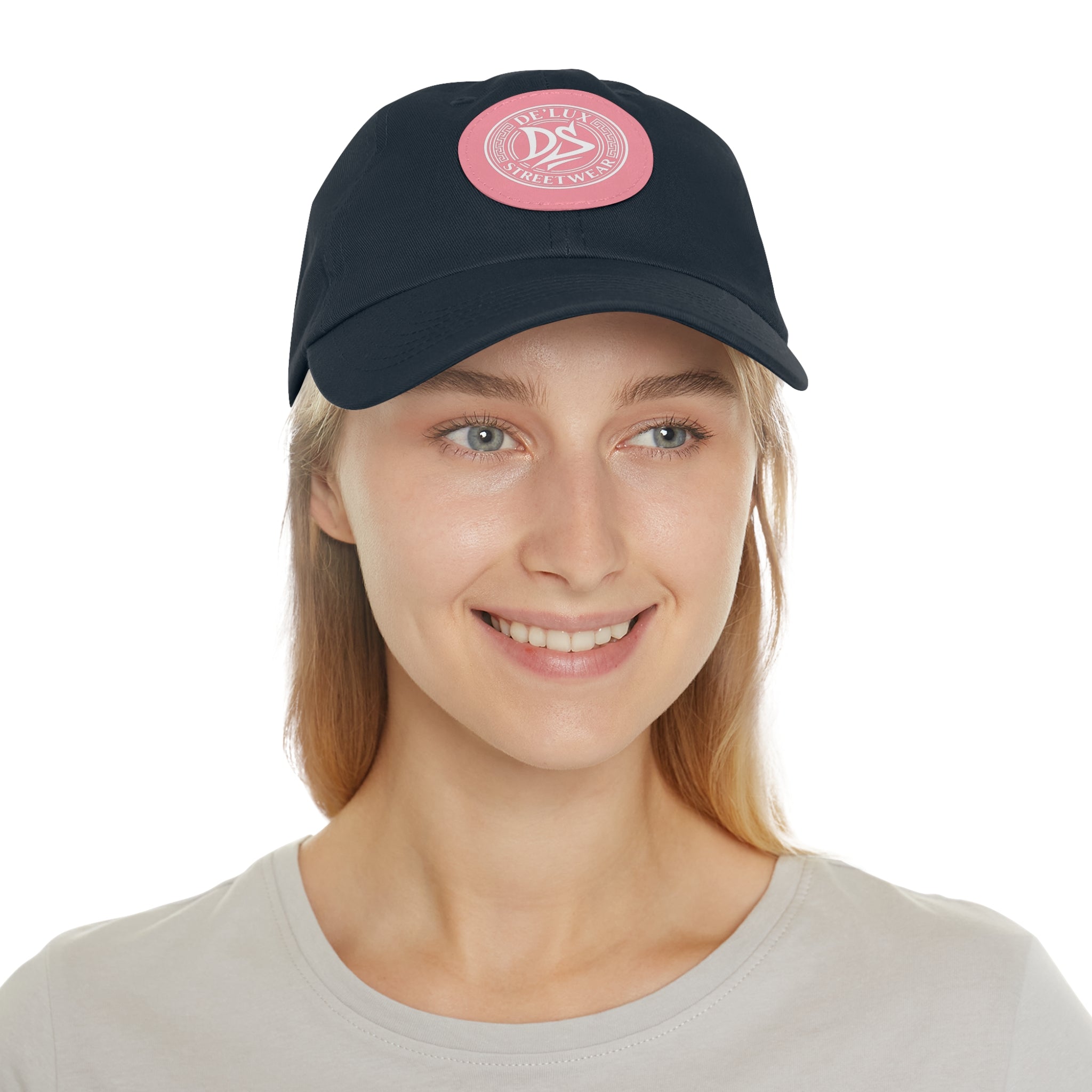 Deluxe Streetwear Leather Patch Dad Hat — Round Logo Cap