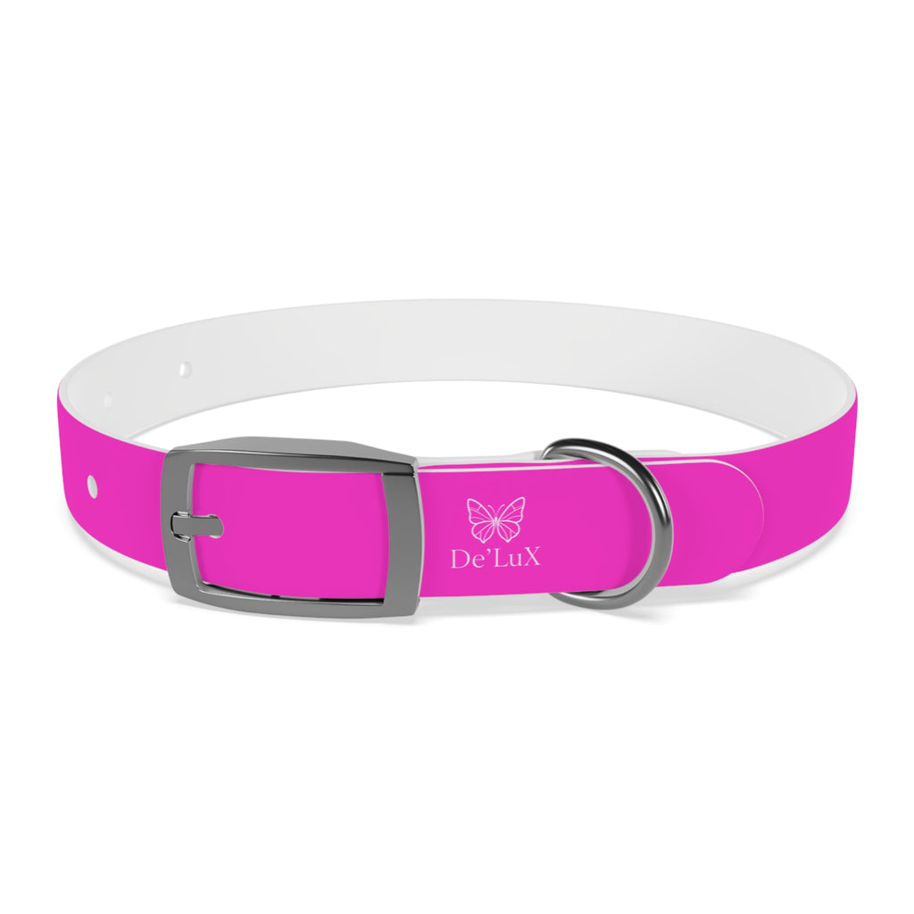 Bright Pink Dog Collar — De'Lux Butterfly Adjustable Pet Collar