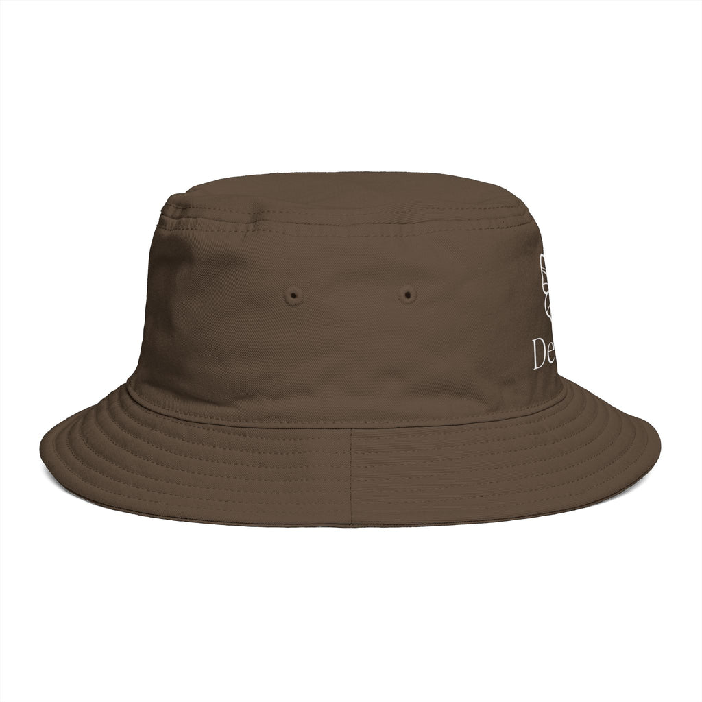 Women De’LuX Butterfly Bucket Hat — Embroidered Brown Fashion Hat