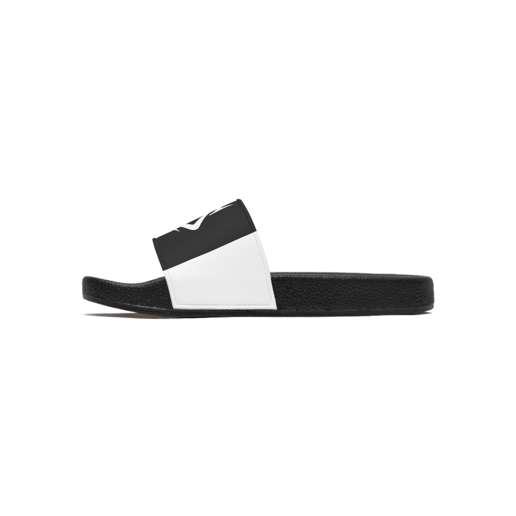 DeLUX Men's Black & White Logo Slide Sandals — Comfortable Pool, Beach & Casual Slides