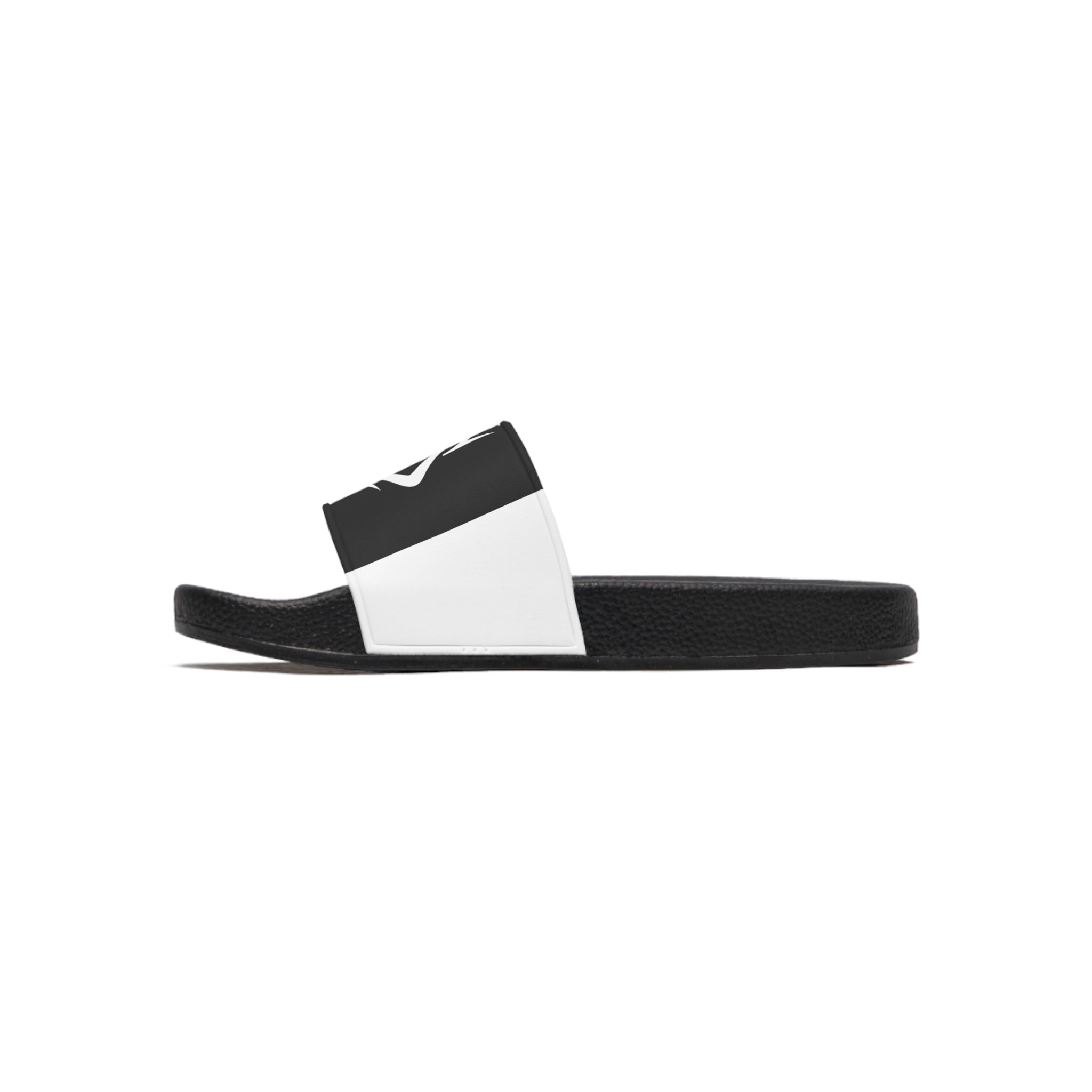DeLUX Men's Black & White Logo Slide Sandals — Comfortable Pool, Beach & Casual Slides