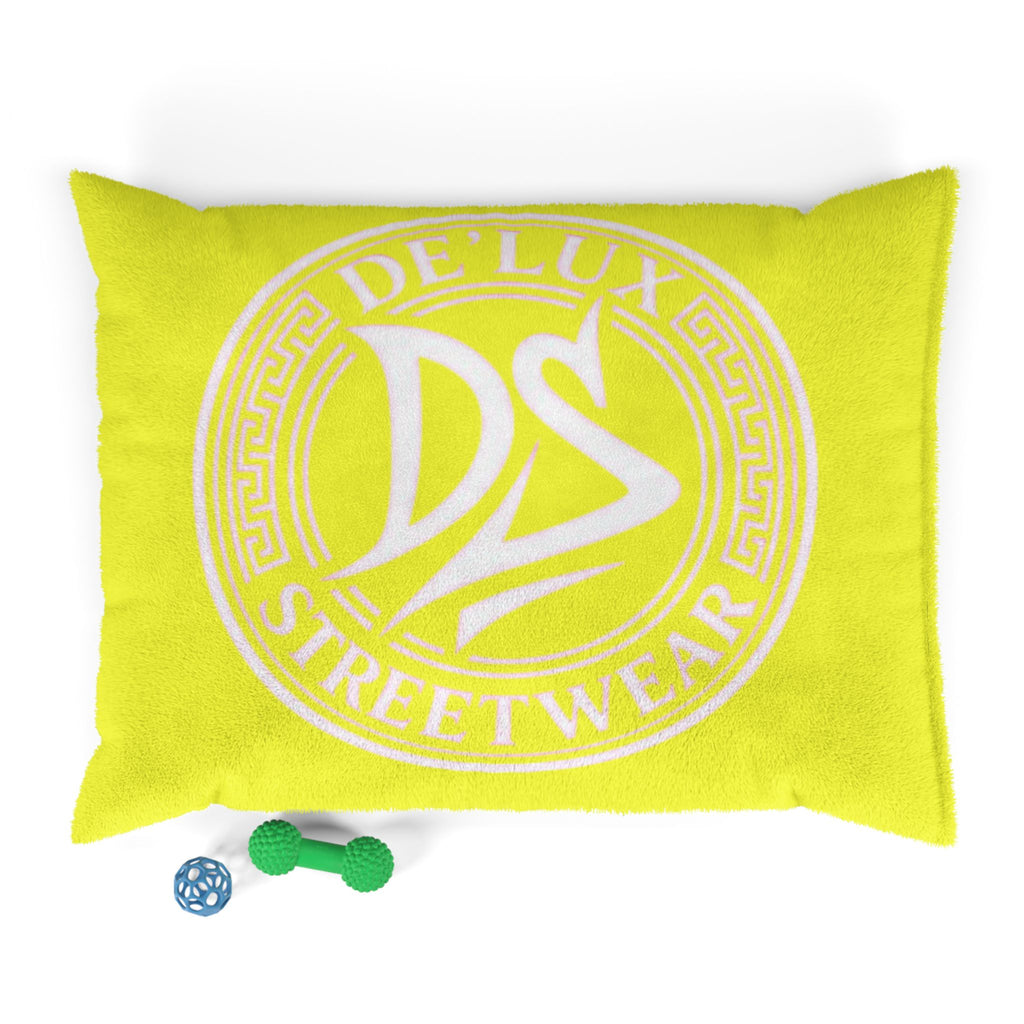 Deluxe Streetwear Yellow Pet Bed — Plush Dog & Cat Cushion with DS Logo