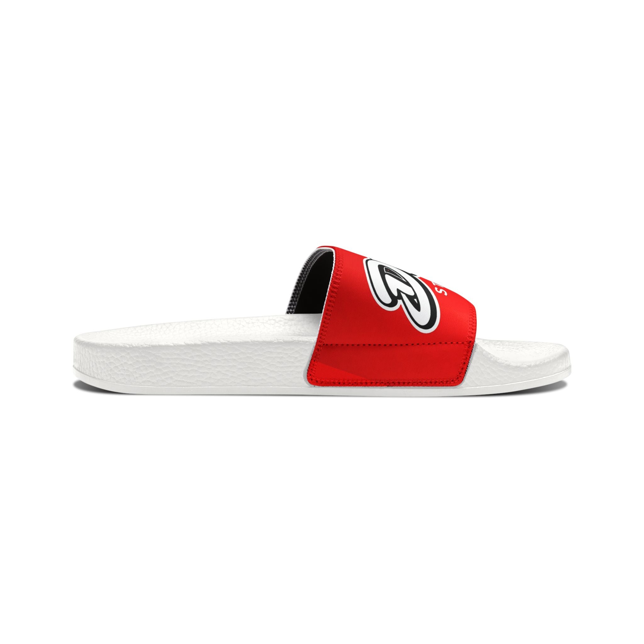 Youth Slide Sandals — Red "Delux Streetwear" Adjustable Strap