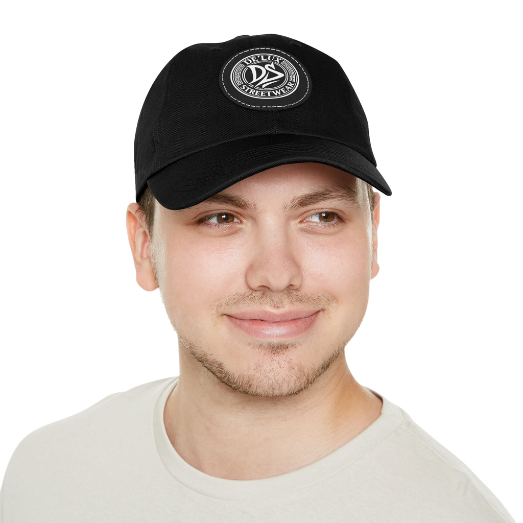 Deluxe Streetwear Leather Patch Dad Hat — Round Logo Cap
