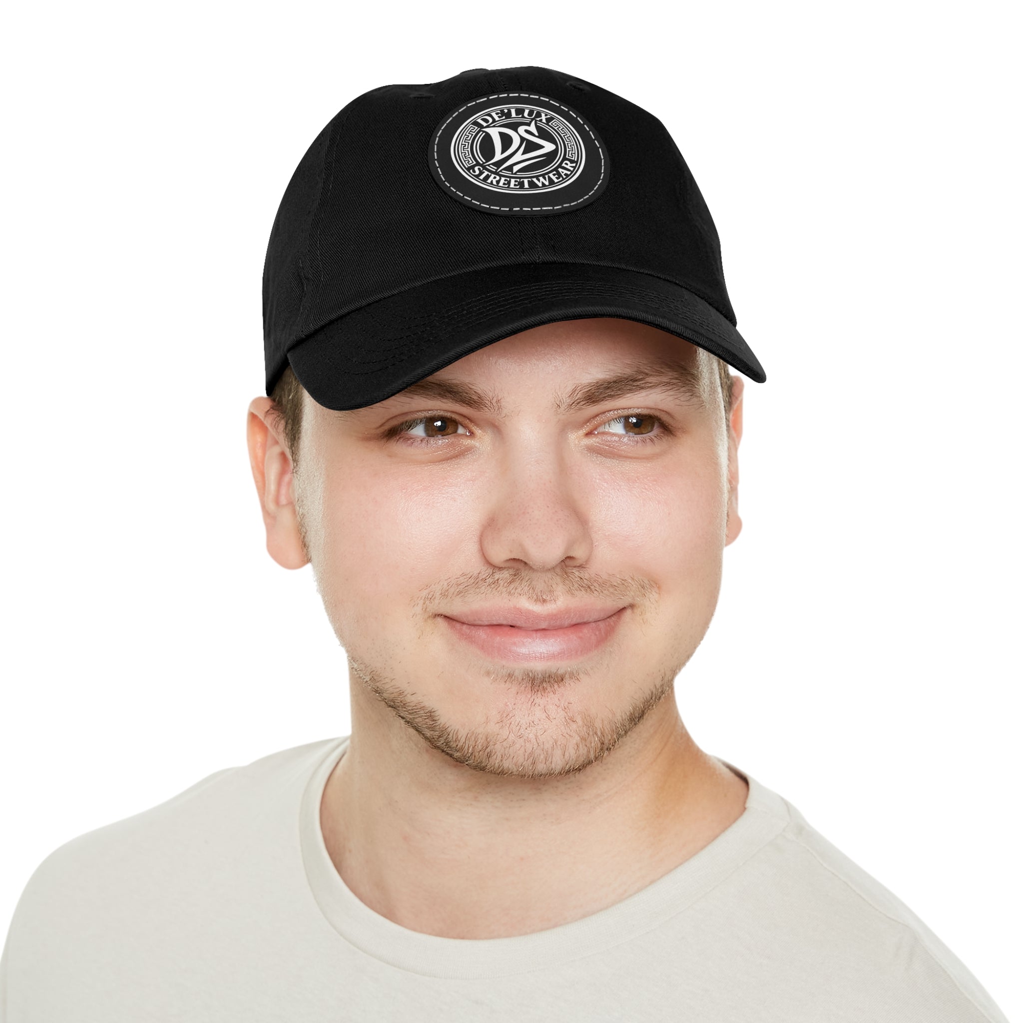 Deluxe Streetwear Leather Patch Dad Hat — Round Logo Cap
