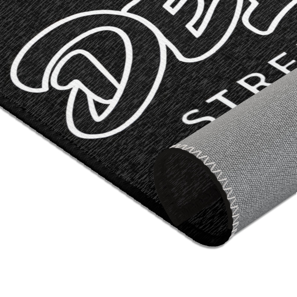 Delux Streetwear Black Logo Area Rug — Modern Urban Entryway Mat