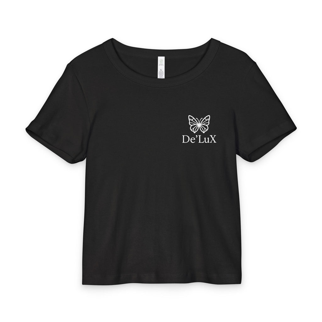 De'Lux Butterfly Baby Tee — Organic Rib Crop Top
