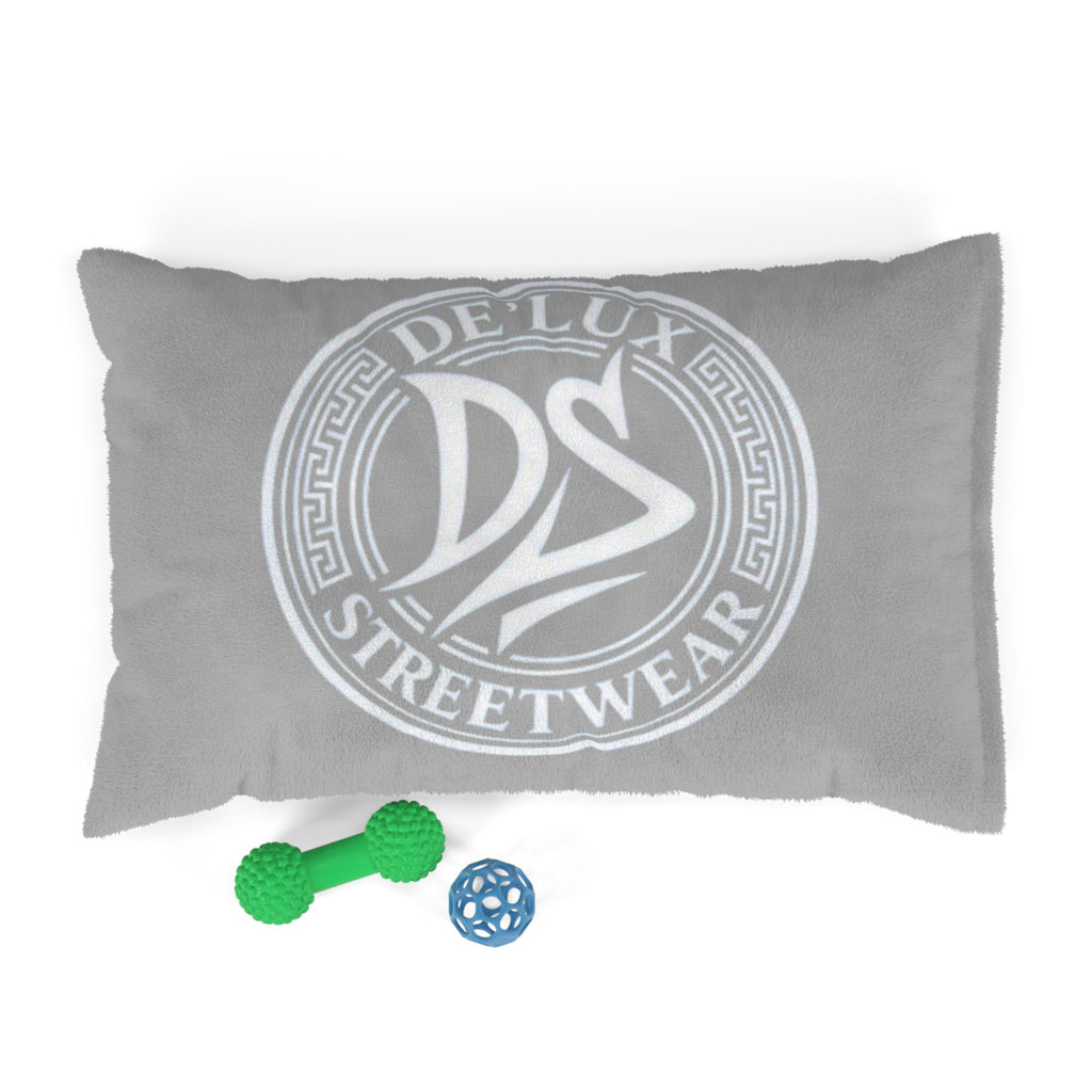 De'Lux Streetwear Logo Pet Bed – Plush Grey Dog & Cat Cushion