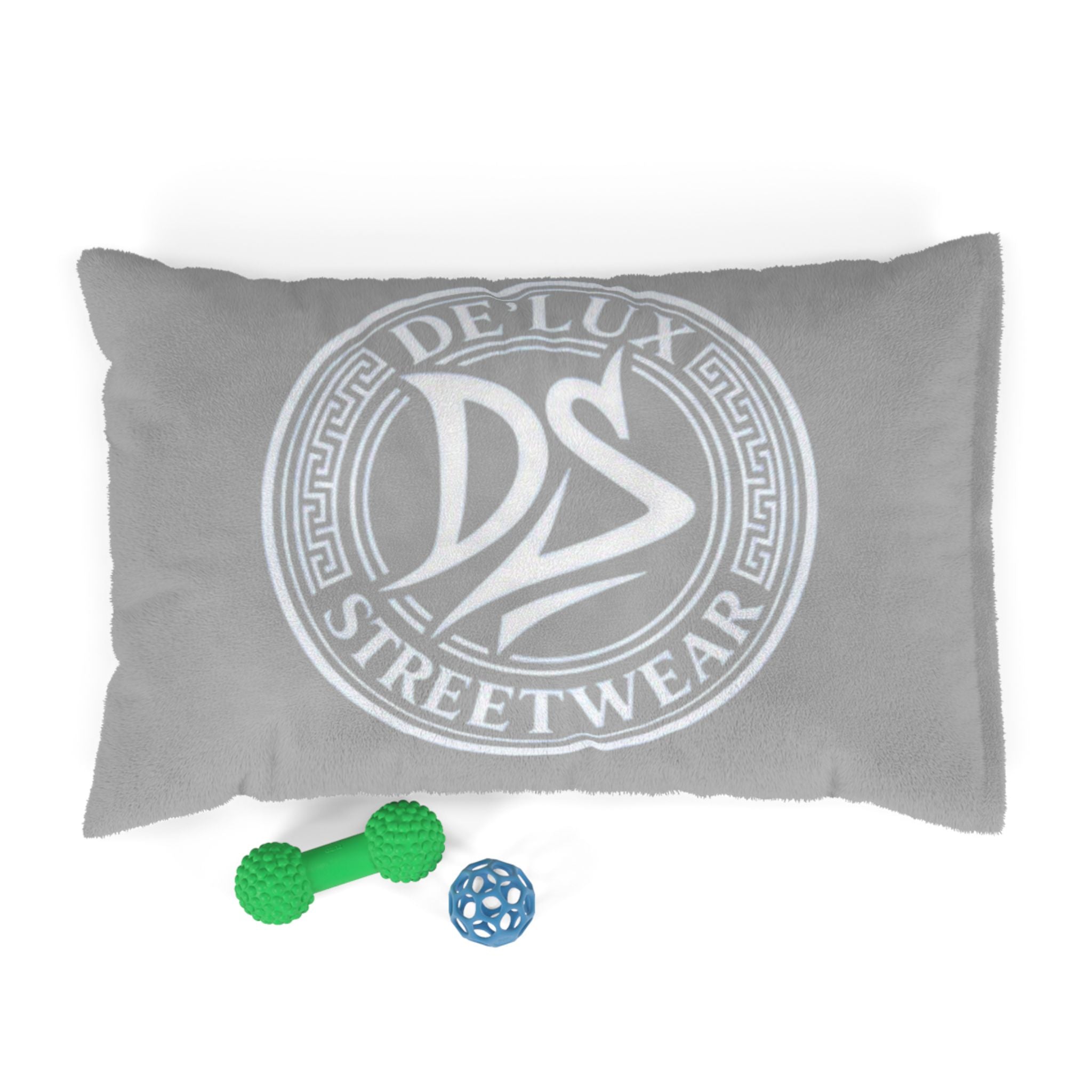 De'Lux Streetwear Logo Pet Bed – Plush Grey Dog & Cat Cushion