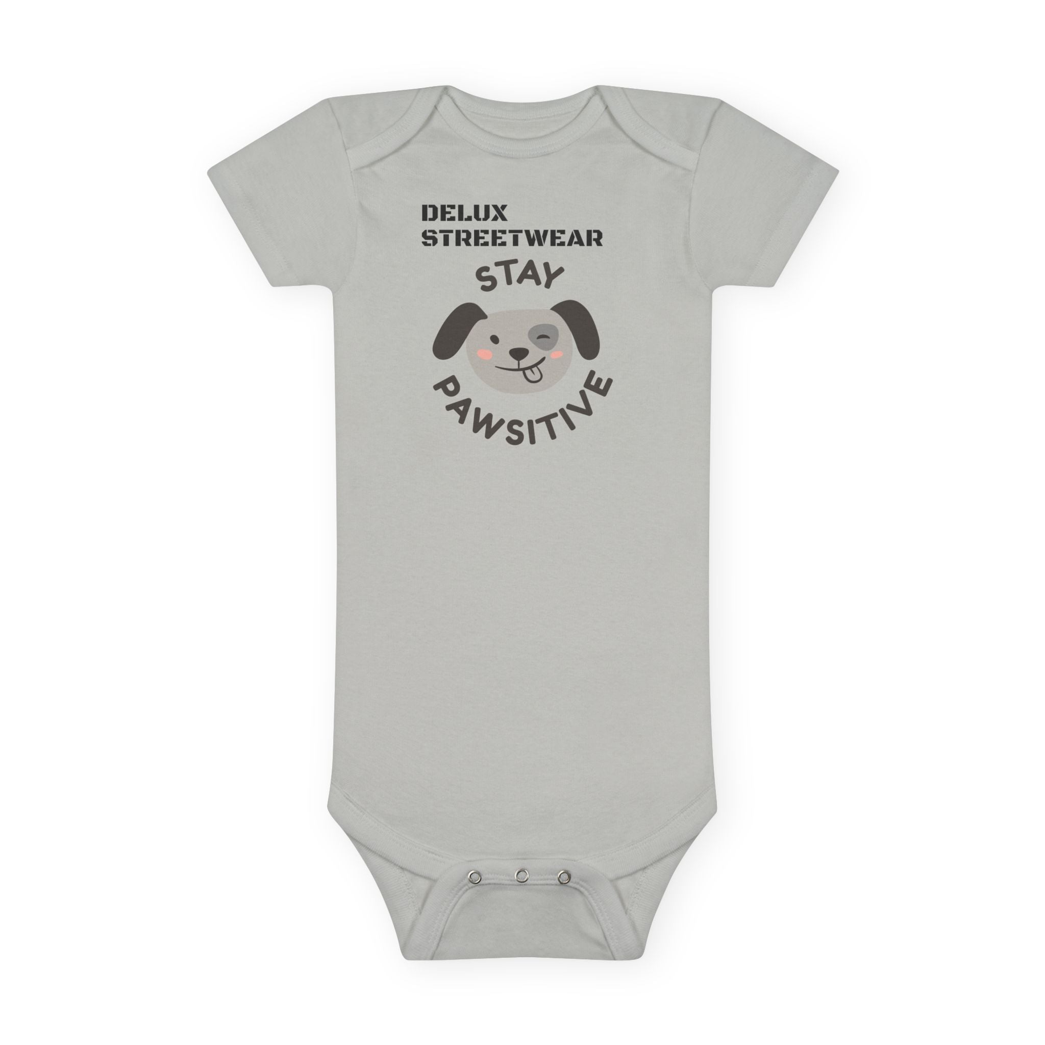 Baby Onesie - "Stay Pawsitive" Cute Dog Graphic Infant Bodysuit