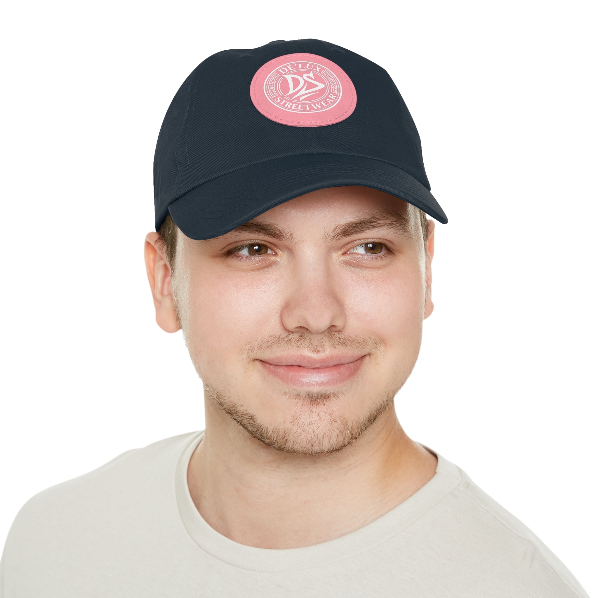Deluxe Streetwear Leather Patch Dad Hat — Round Logo Cap